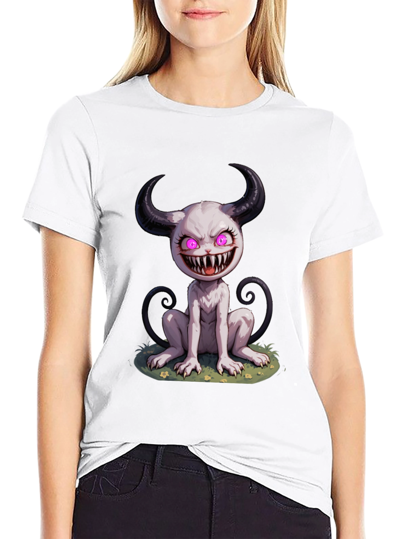 Creepy Cute Monster Graphic Tee - Black