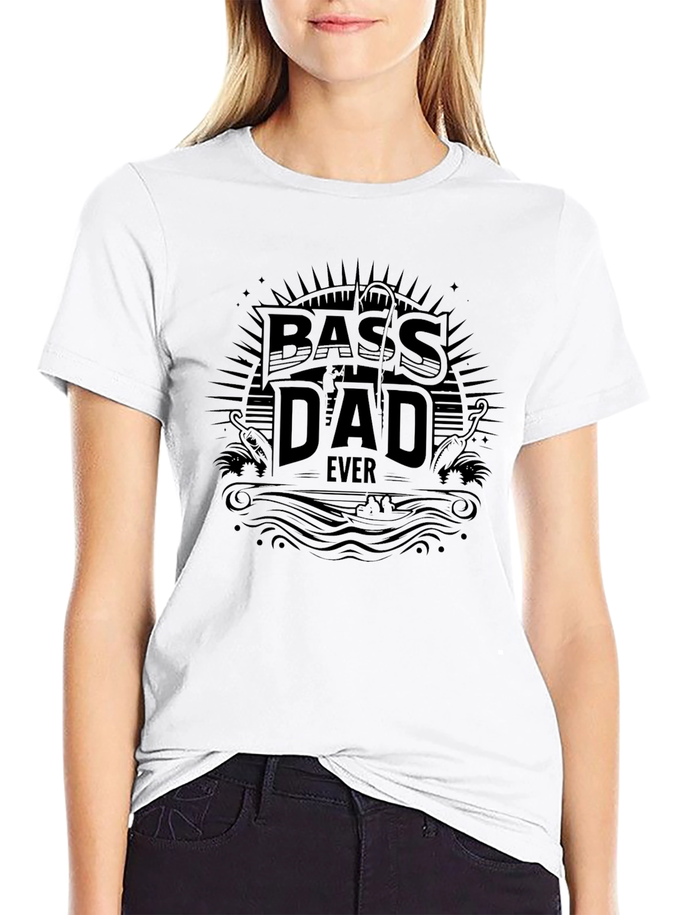 Bass Dad Ever Black T-Shirt for Fishing Lovers