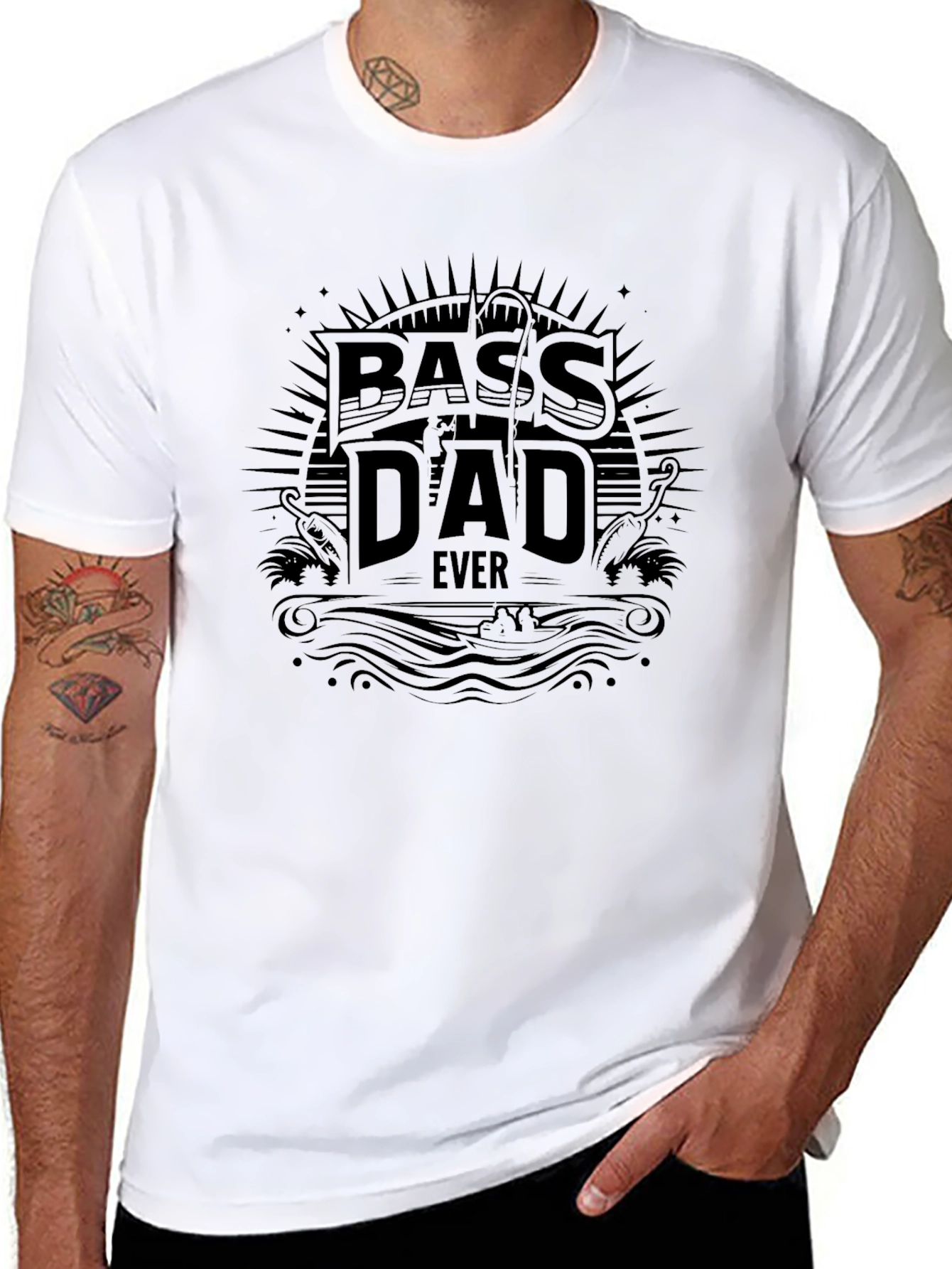 Bass Dad Ever Black T-Shirt for Fishing Lovers