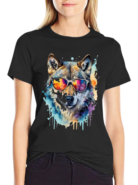 Cool Wolf Watercolor Graphic Tee