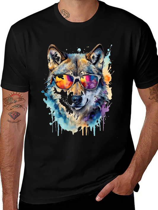 Cool Wolf Watercolor Graphic Tee