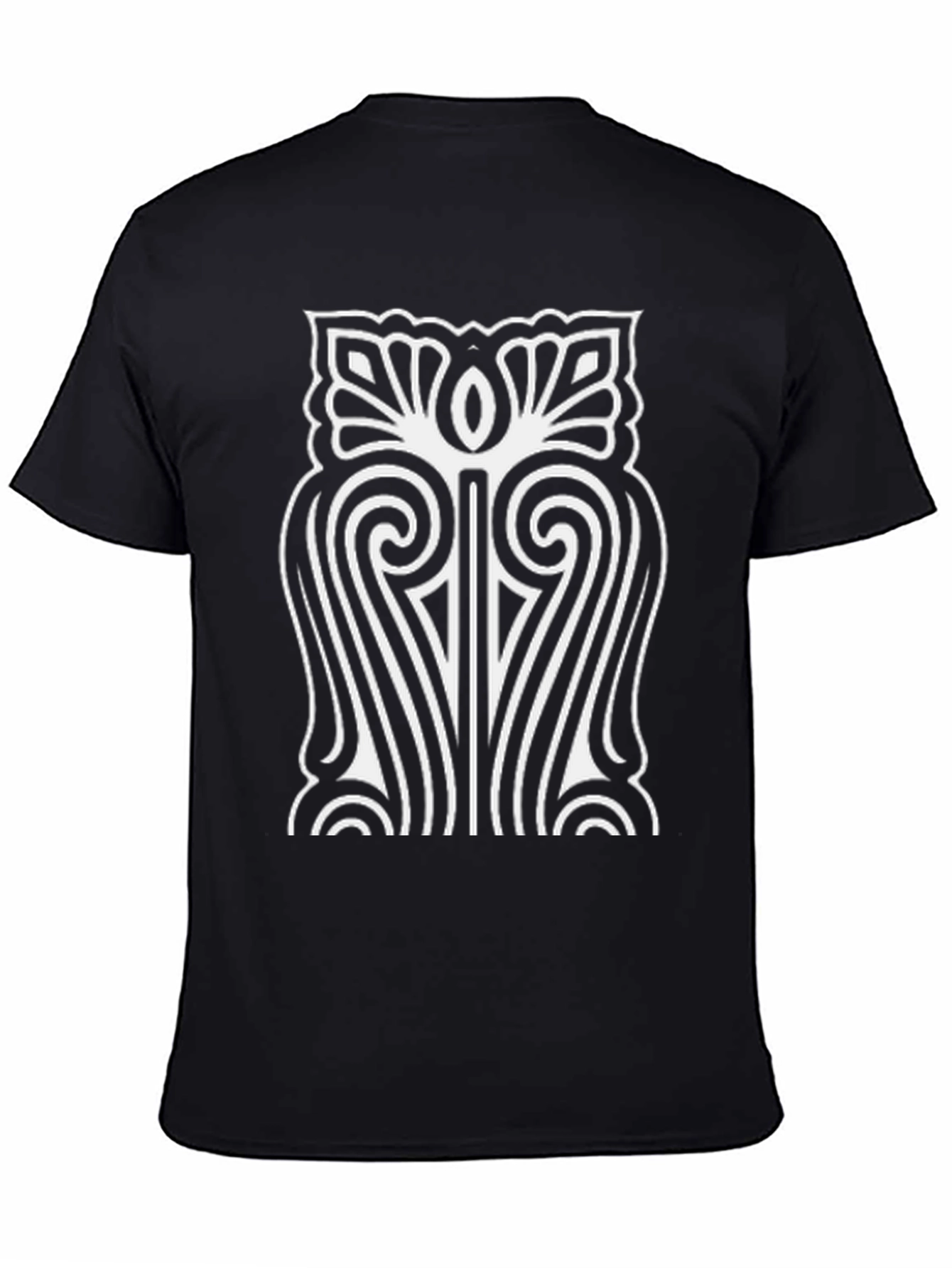 Abstract White Art Print Black T-Shirt