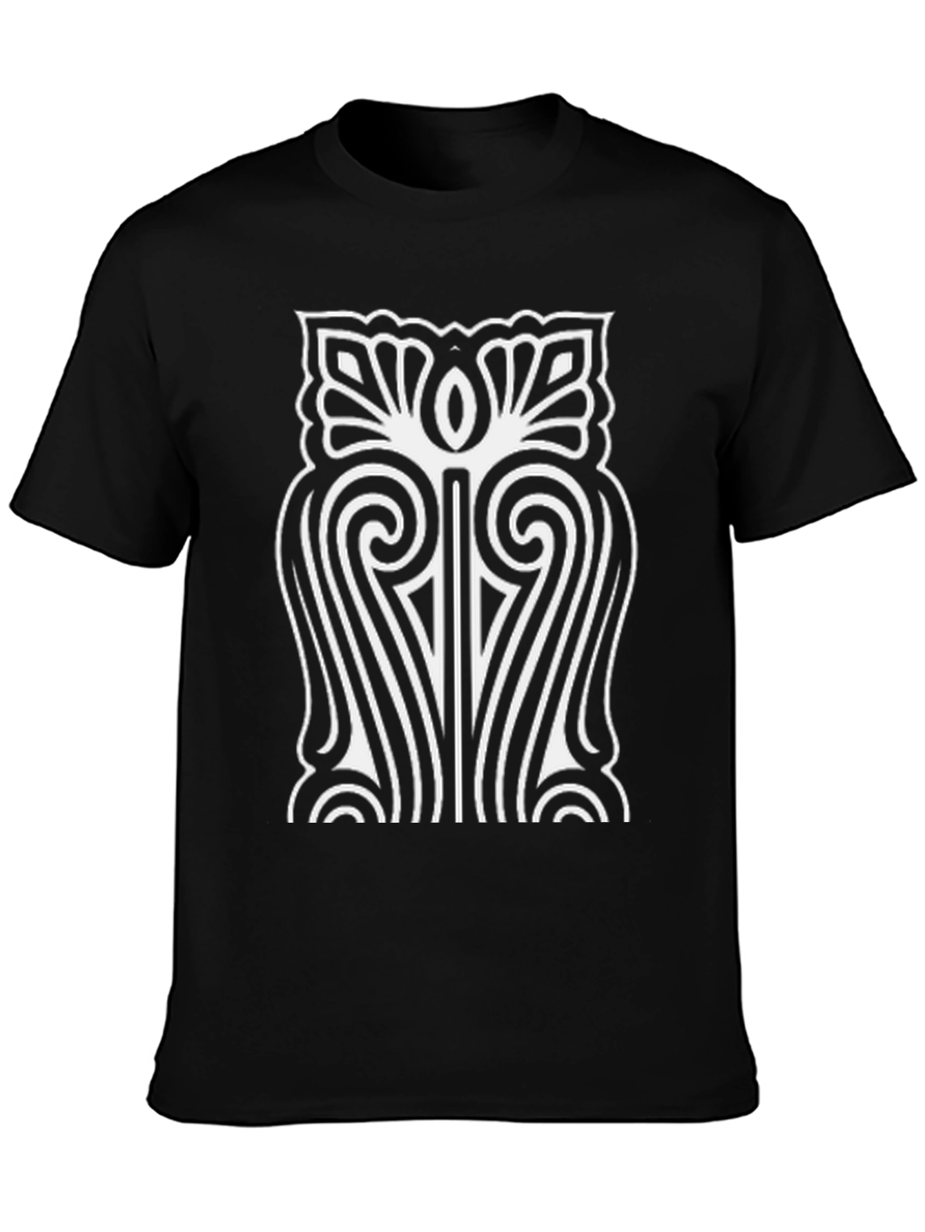 Abstract White Art Print Black T-Shirt