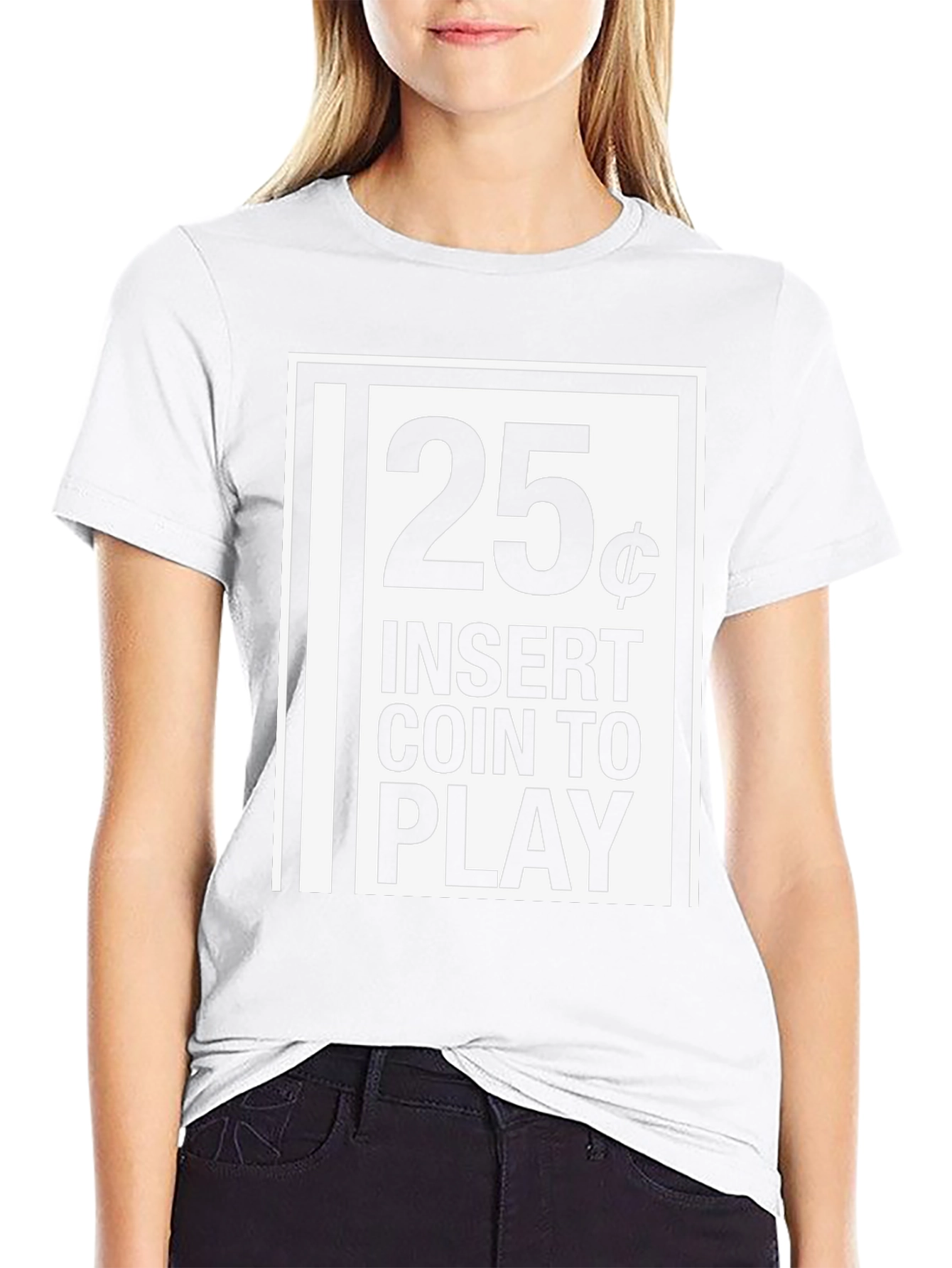 25 Cent Insert Coin to Play Black Graphic T-Shirt