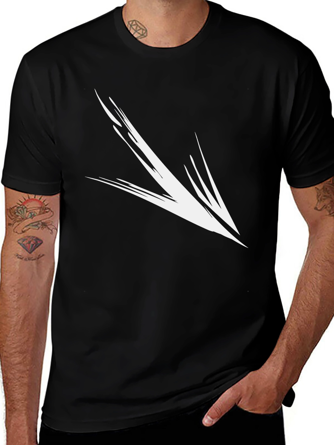 Black T-Shirt with Abstract Arrow Graphic
