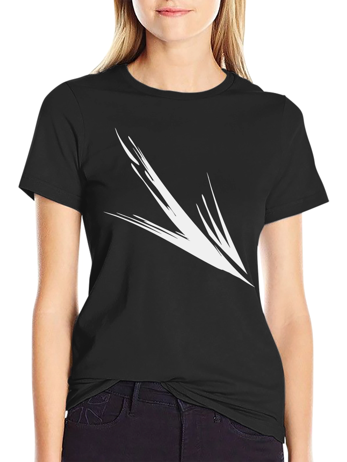 Black T-Shirt with Abstract Arrow Graphic