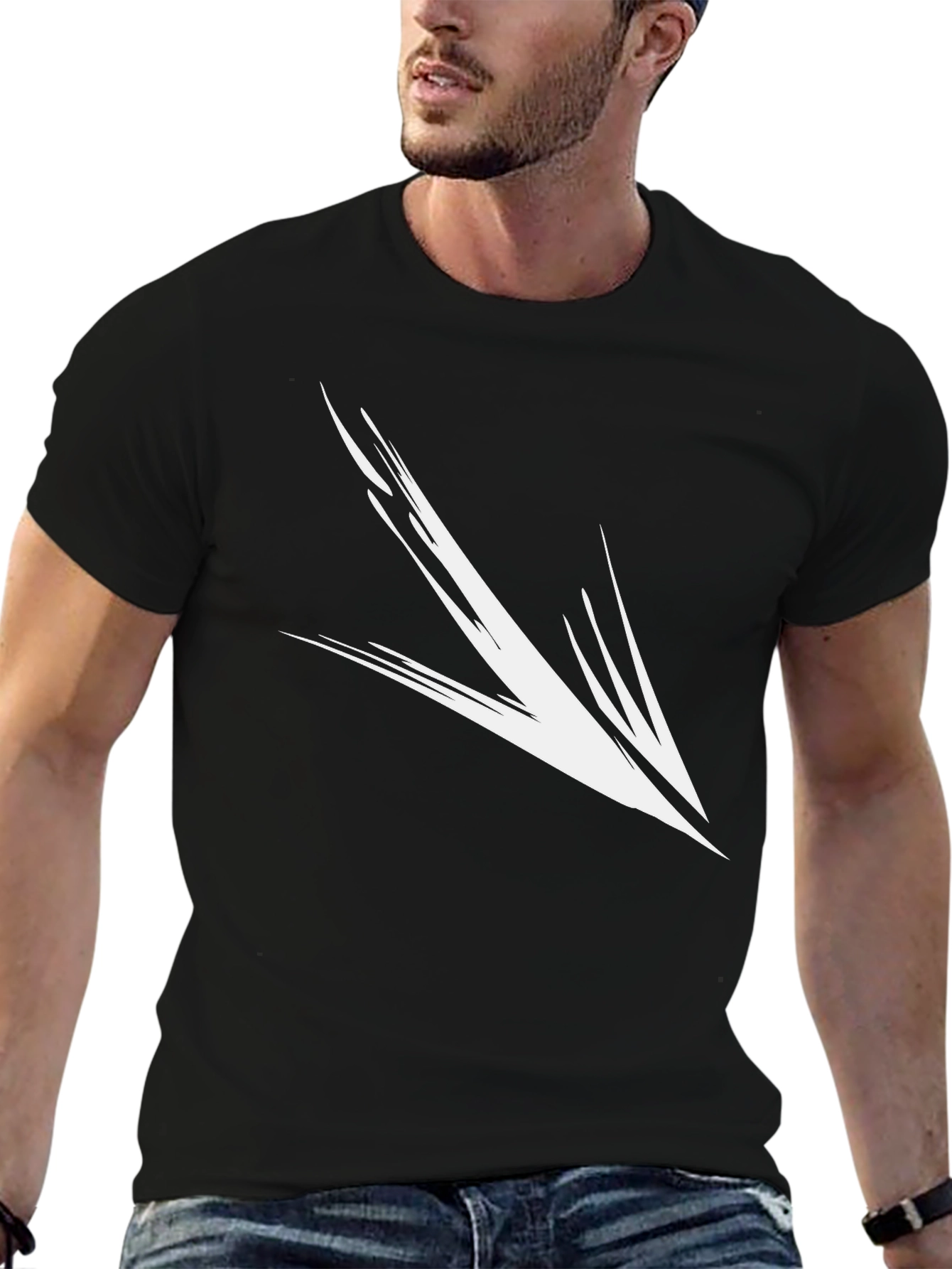 Black T-Shirt with Abstract Arrow Graphic