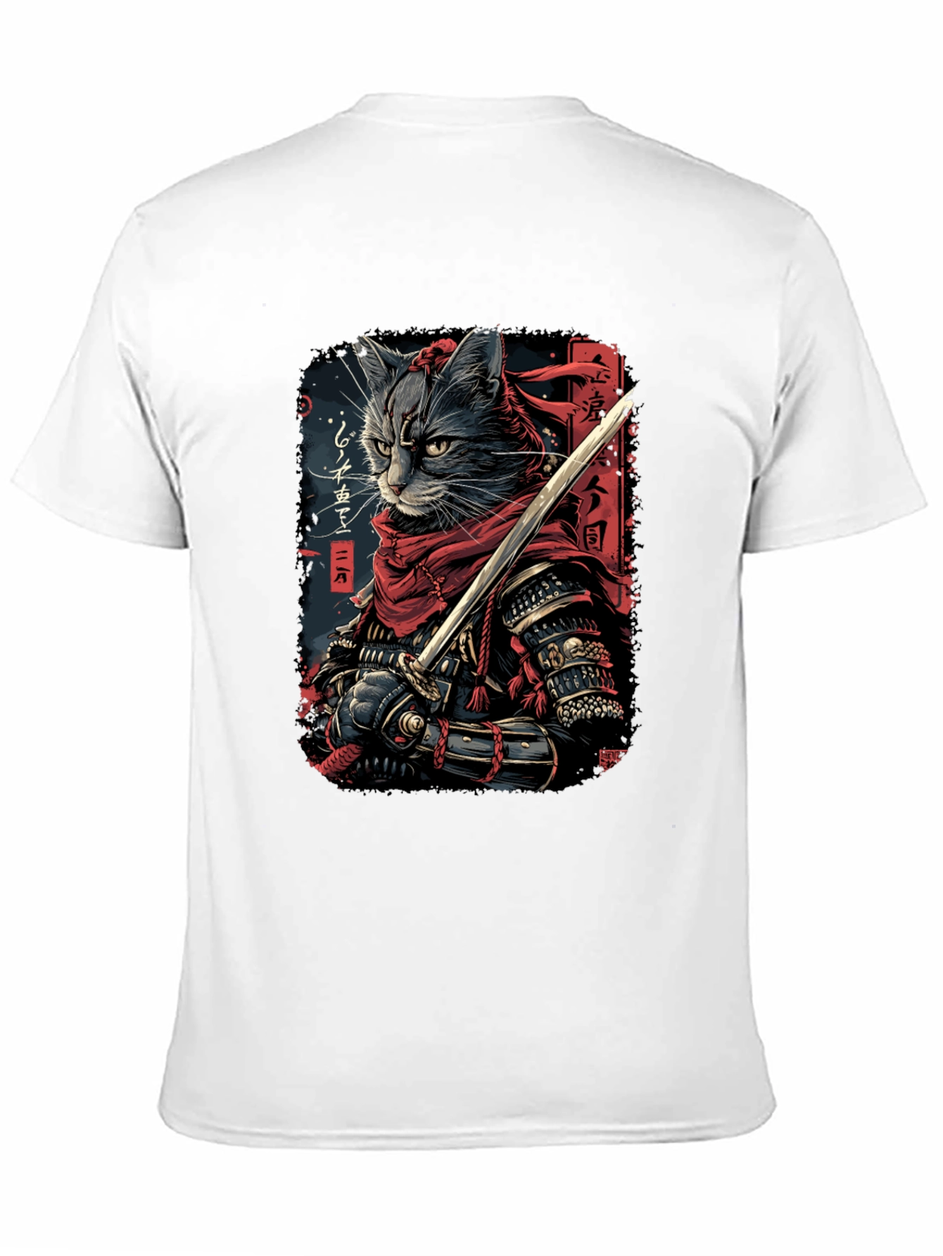 Samurai Cat Graphic Tee - Black