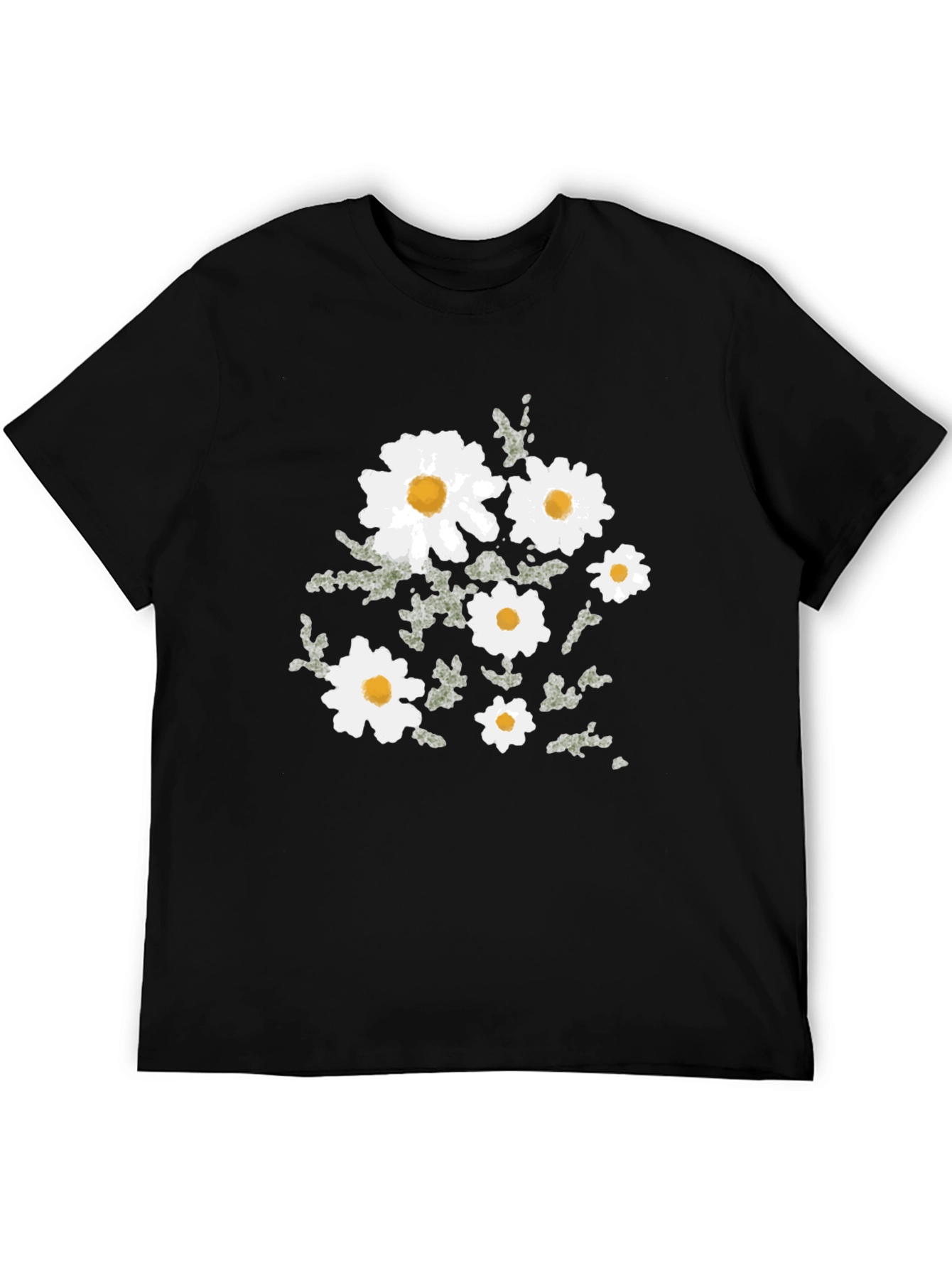Black Floral Daisy Graphic Tee