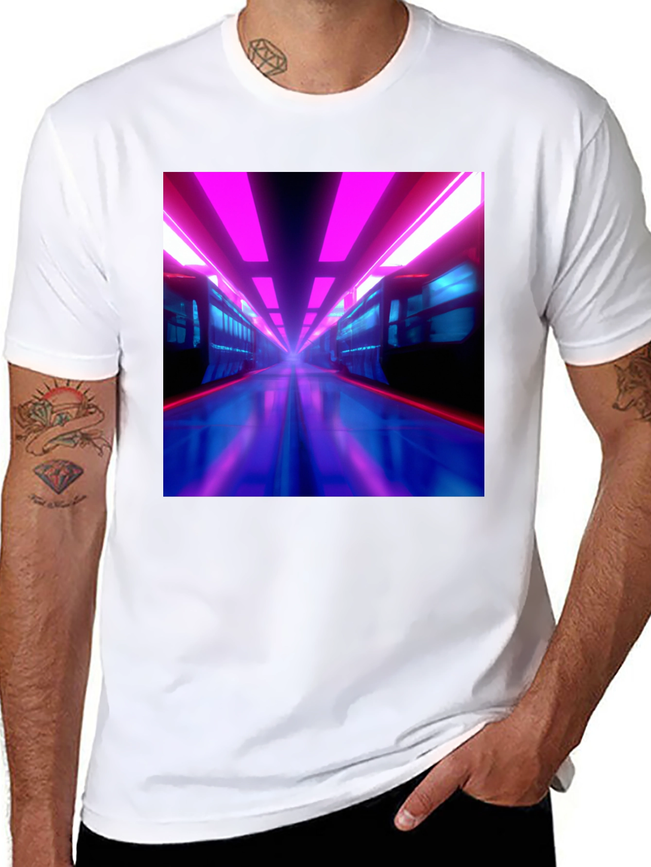 Retro Train T-Shirt - Cyberpunk Style