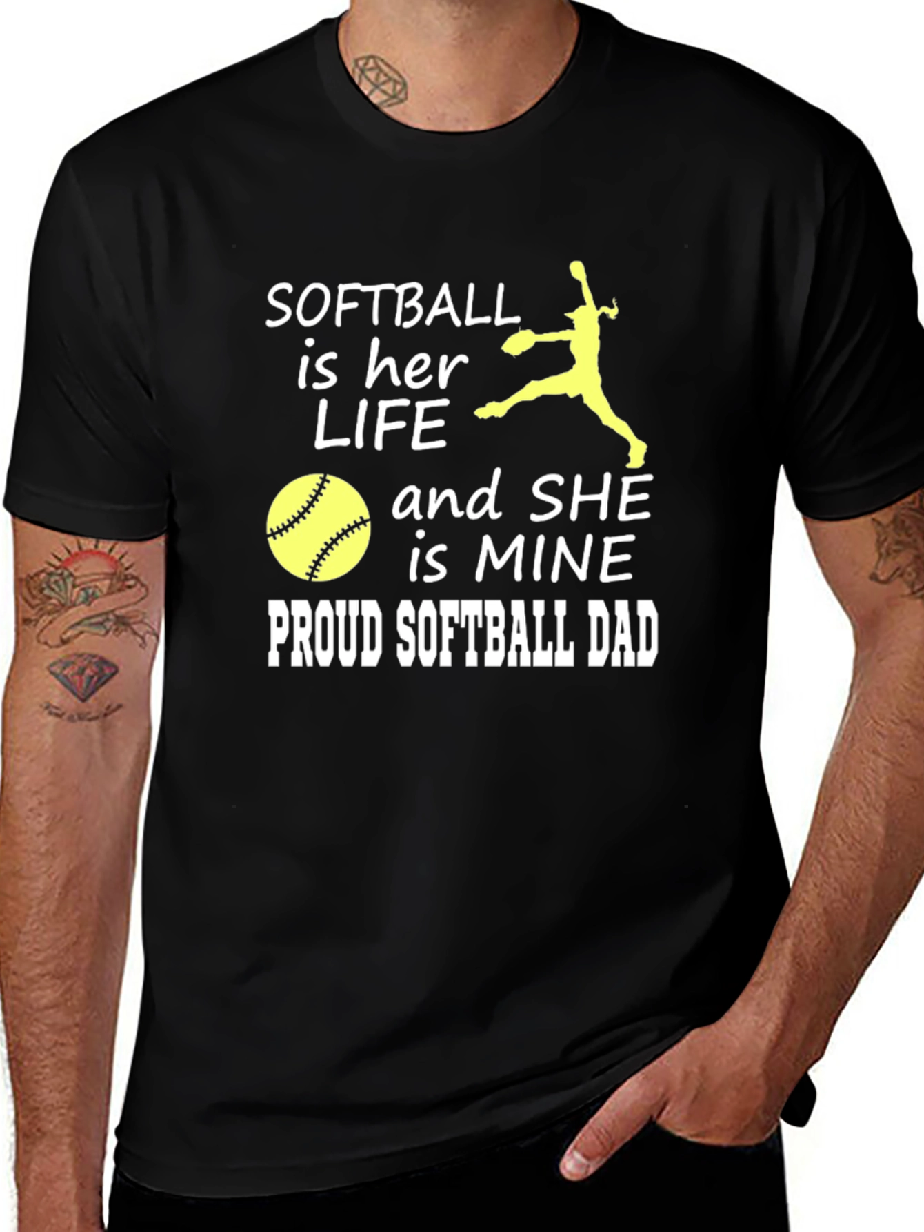 Softball Dad Tee - Her Life My Heart