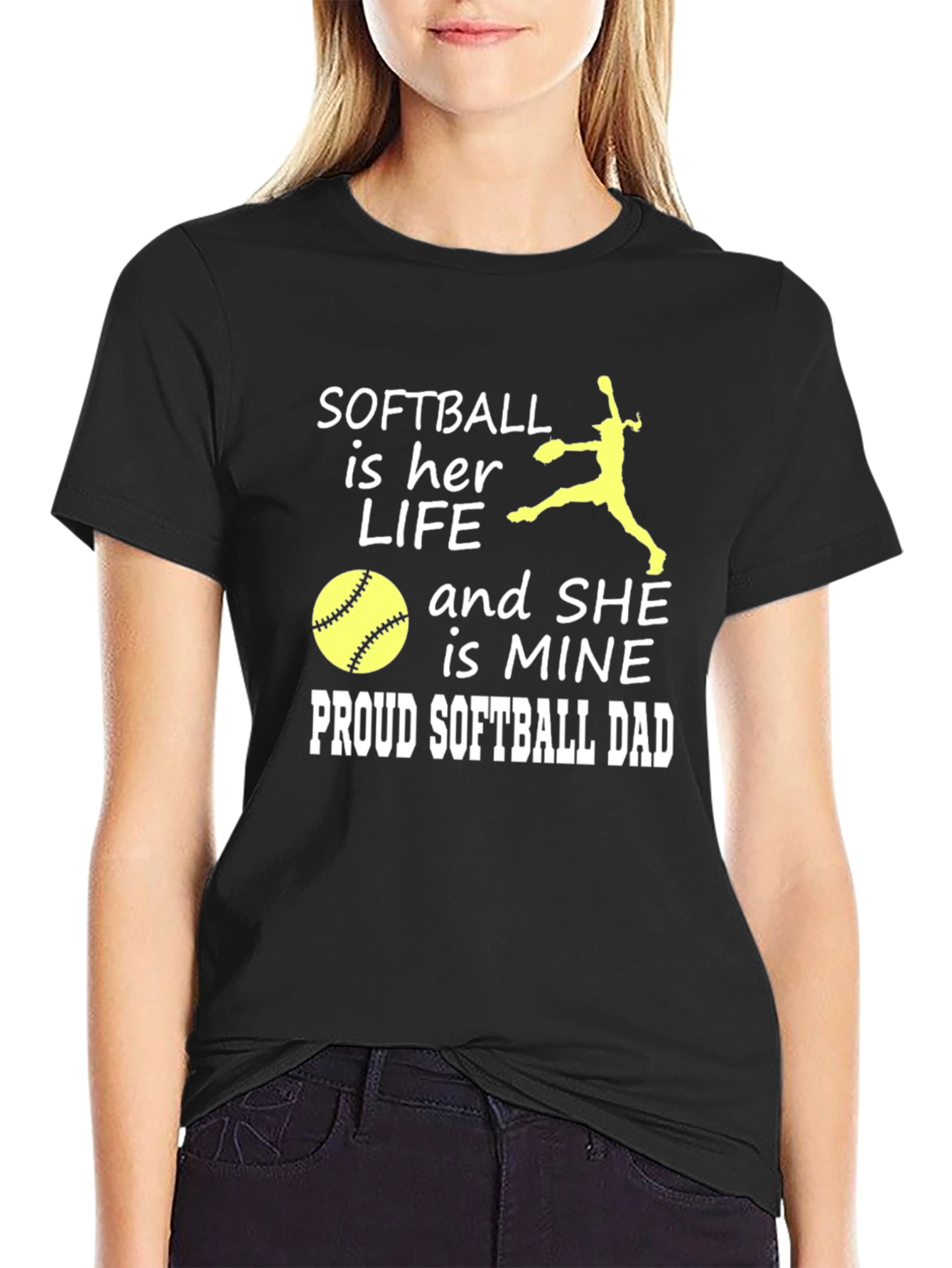 Softball Dad Tee - Her Life My Heart