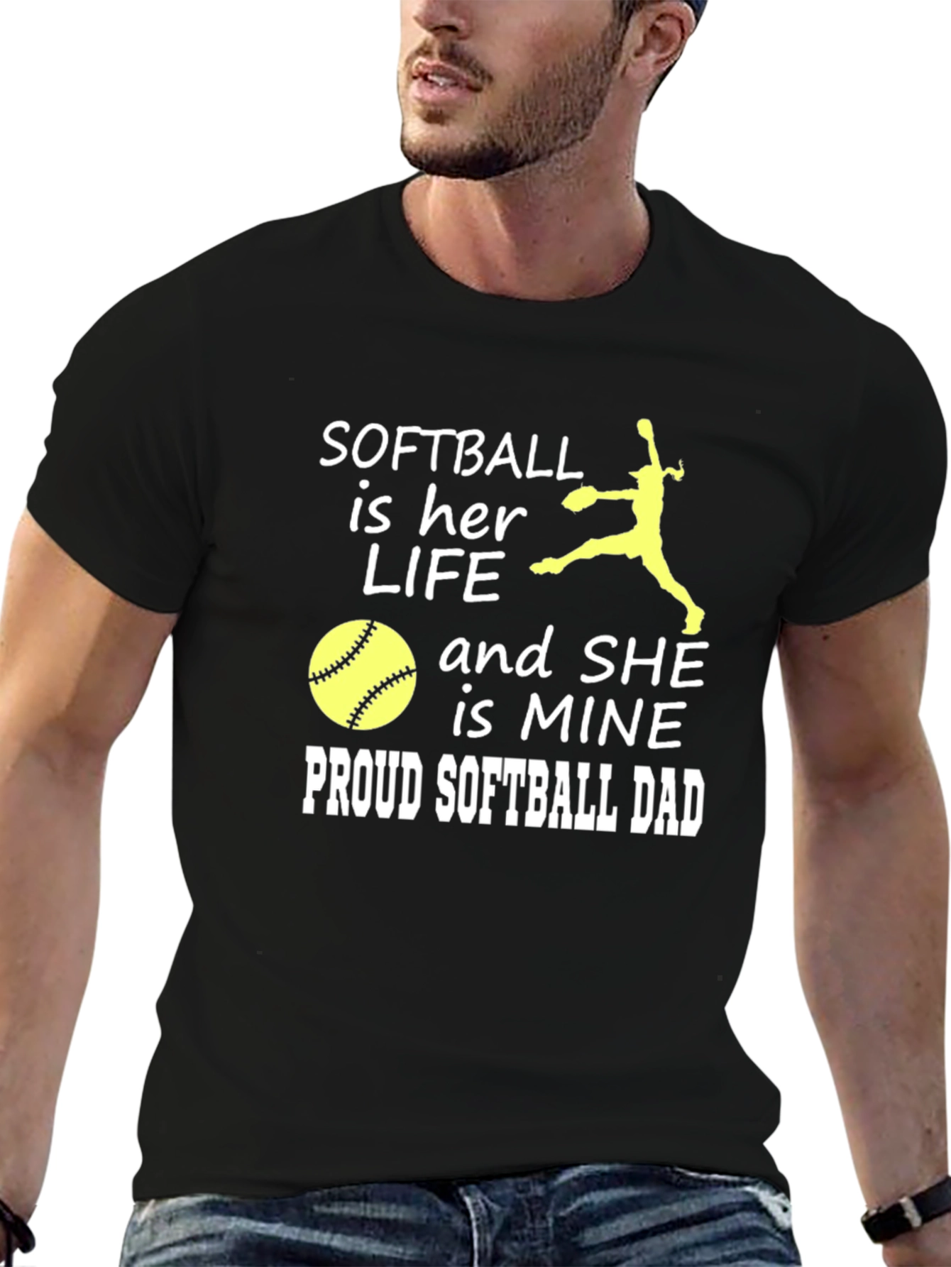 Softball Dad Tee - Her Life My Heart