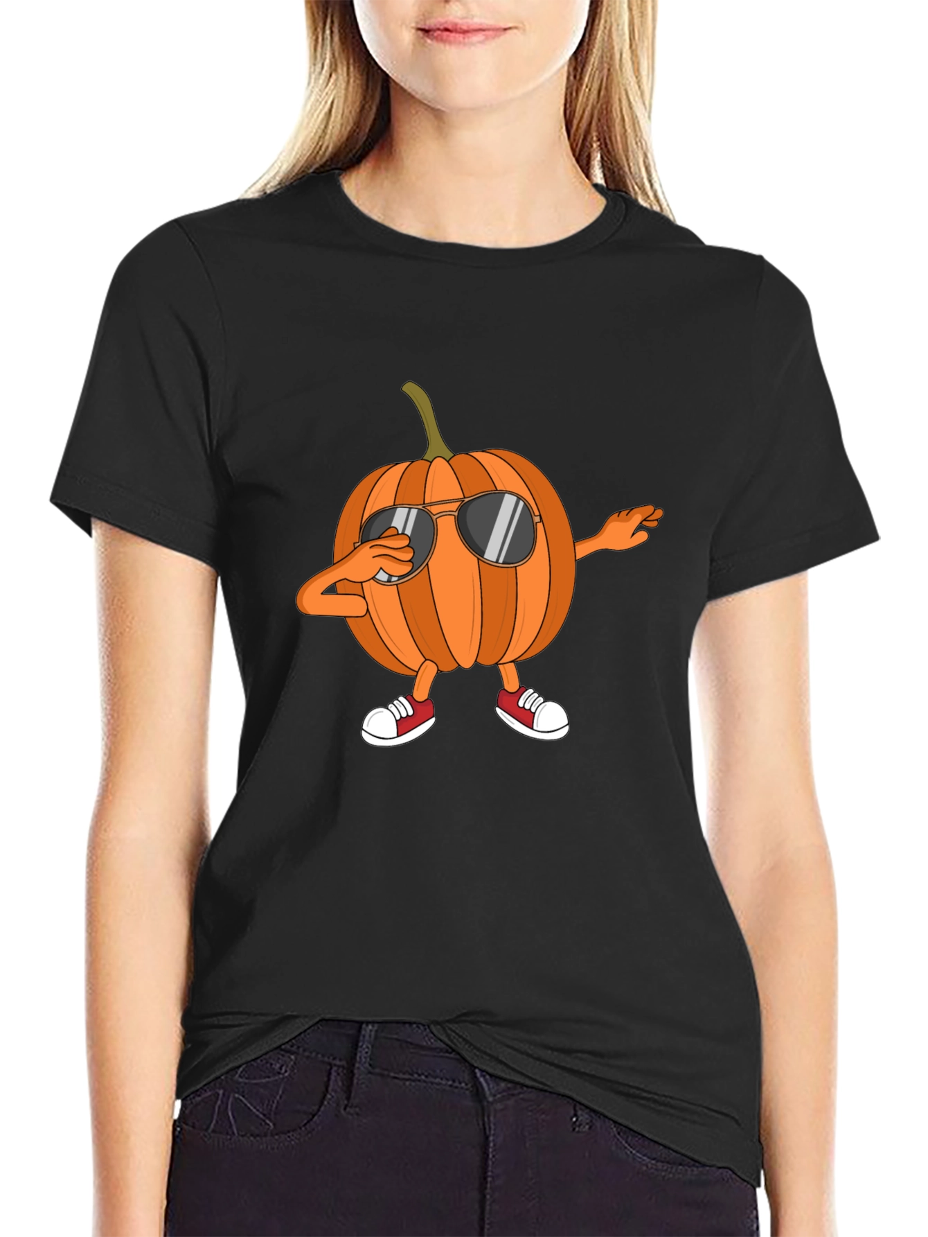 Dabbing Pumpkin Black Graphic Tee