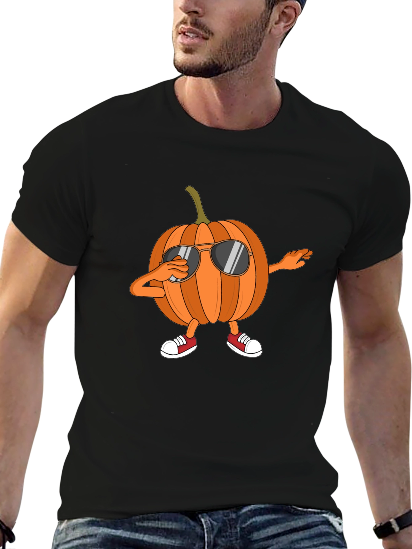 Dabbing Pumpkin Black Graphic Tee