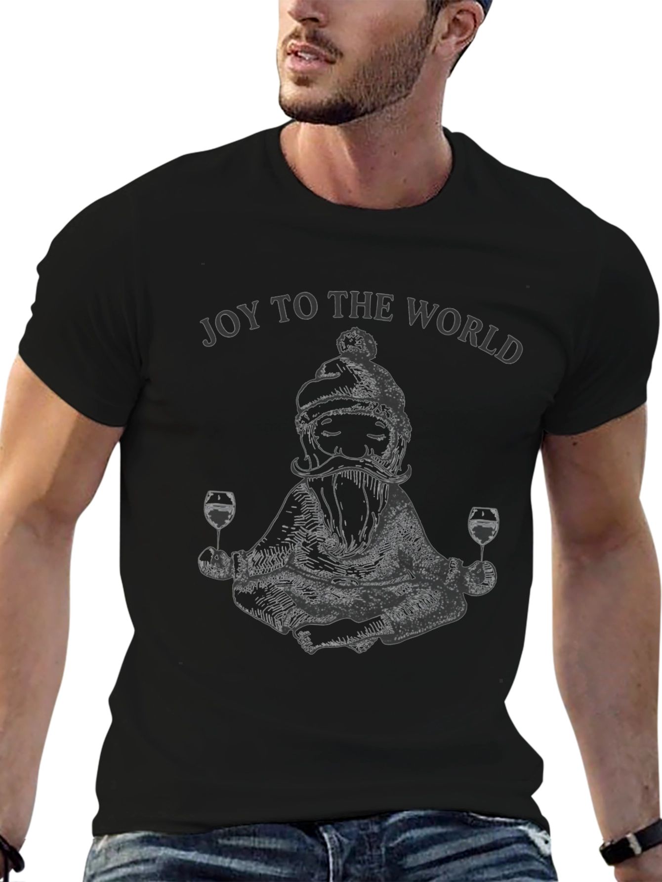 Joy to the World Santa Wine T-Shirt