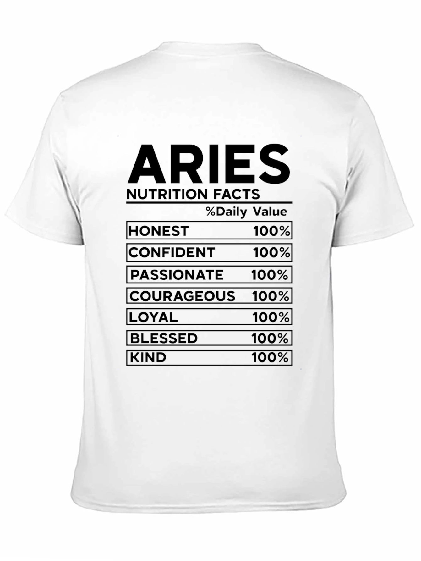 Aries Zodiac Nutrition Facts T-Shirt