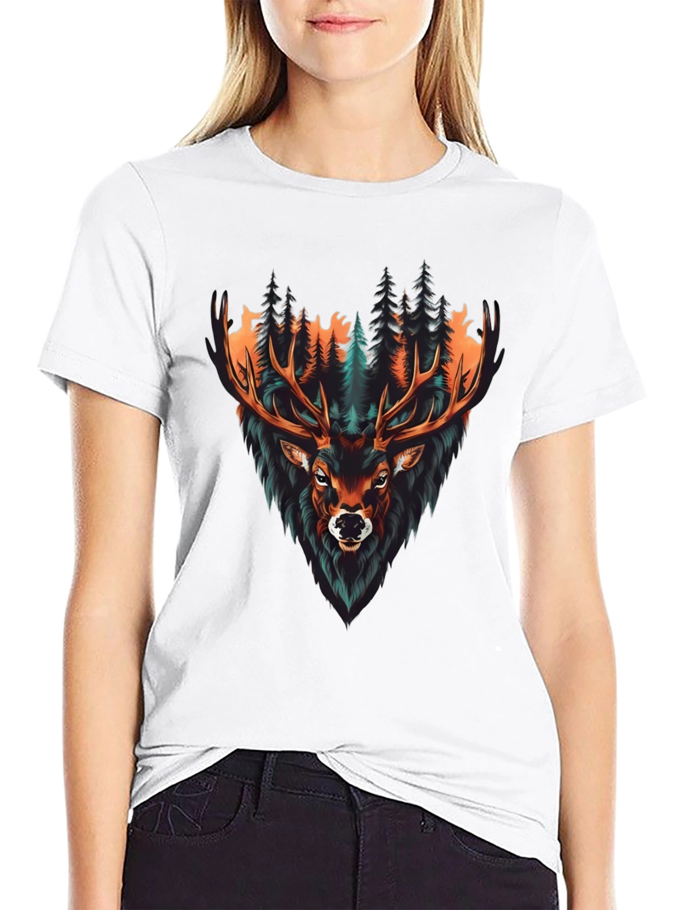Mens Graphic Tee - Deer in Forest