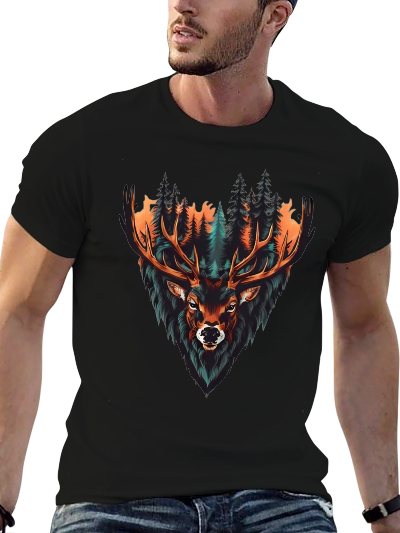 Mens Graphic Tee - Deer in Forest