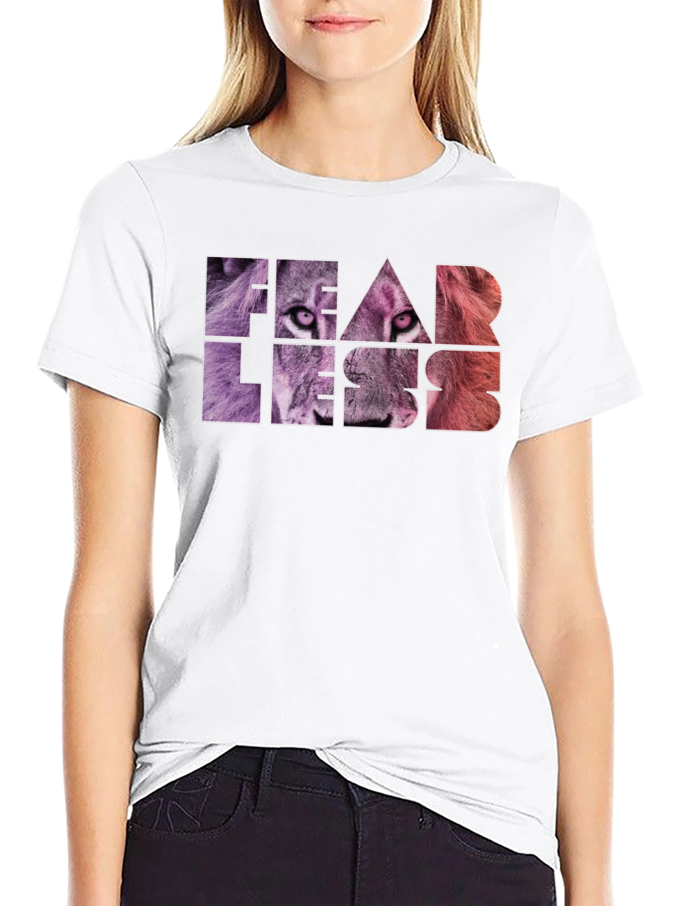 Fearless Lion Graphic Print Tee