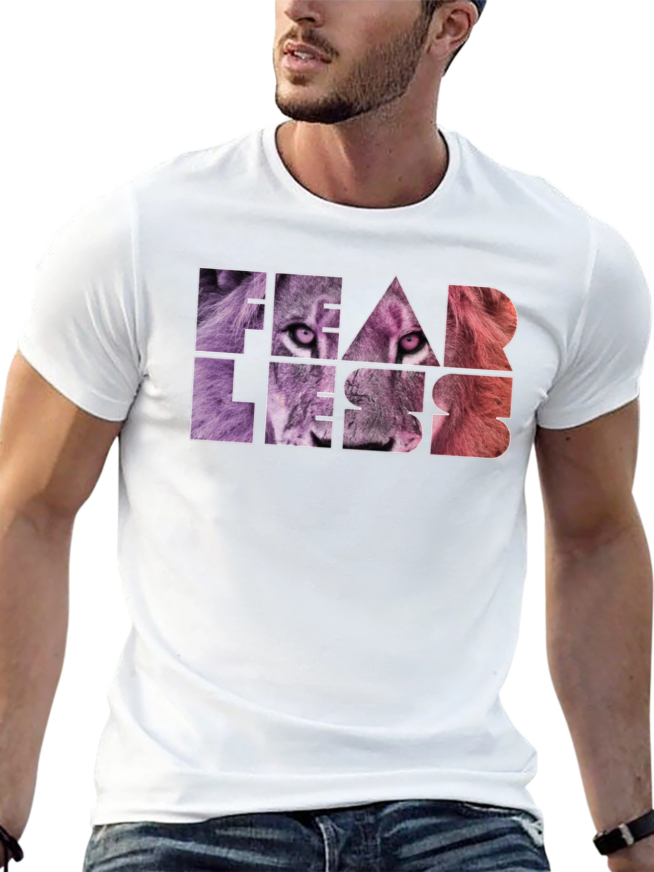 Fearless Lion Graphic Print Tee