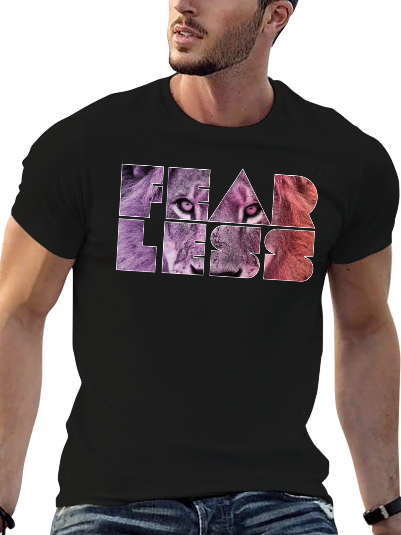 Fearless Lion Graphic Print Tee