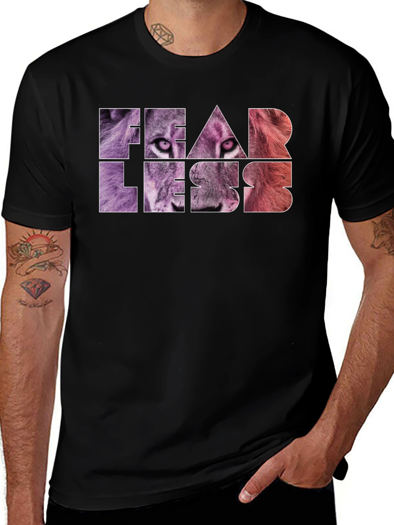 Fearless Lion Graphic Print Tee