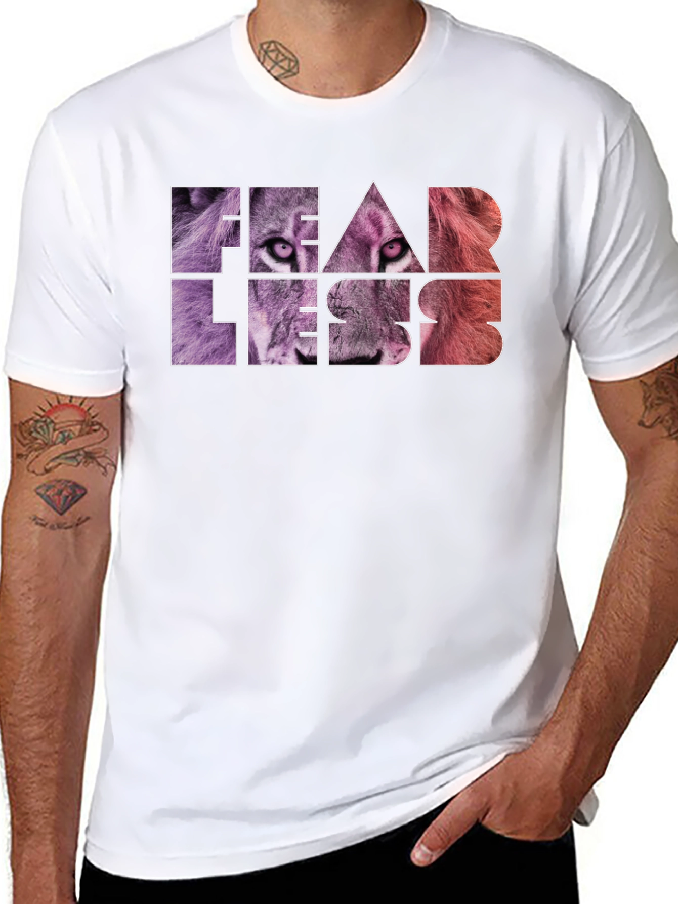 Fearless Lion Graphic Print Tee