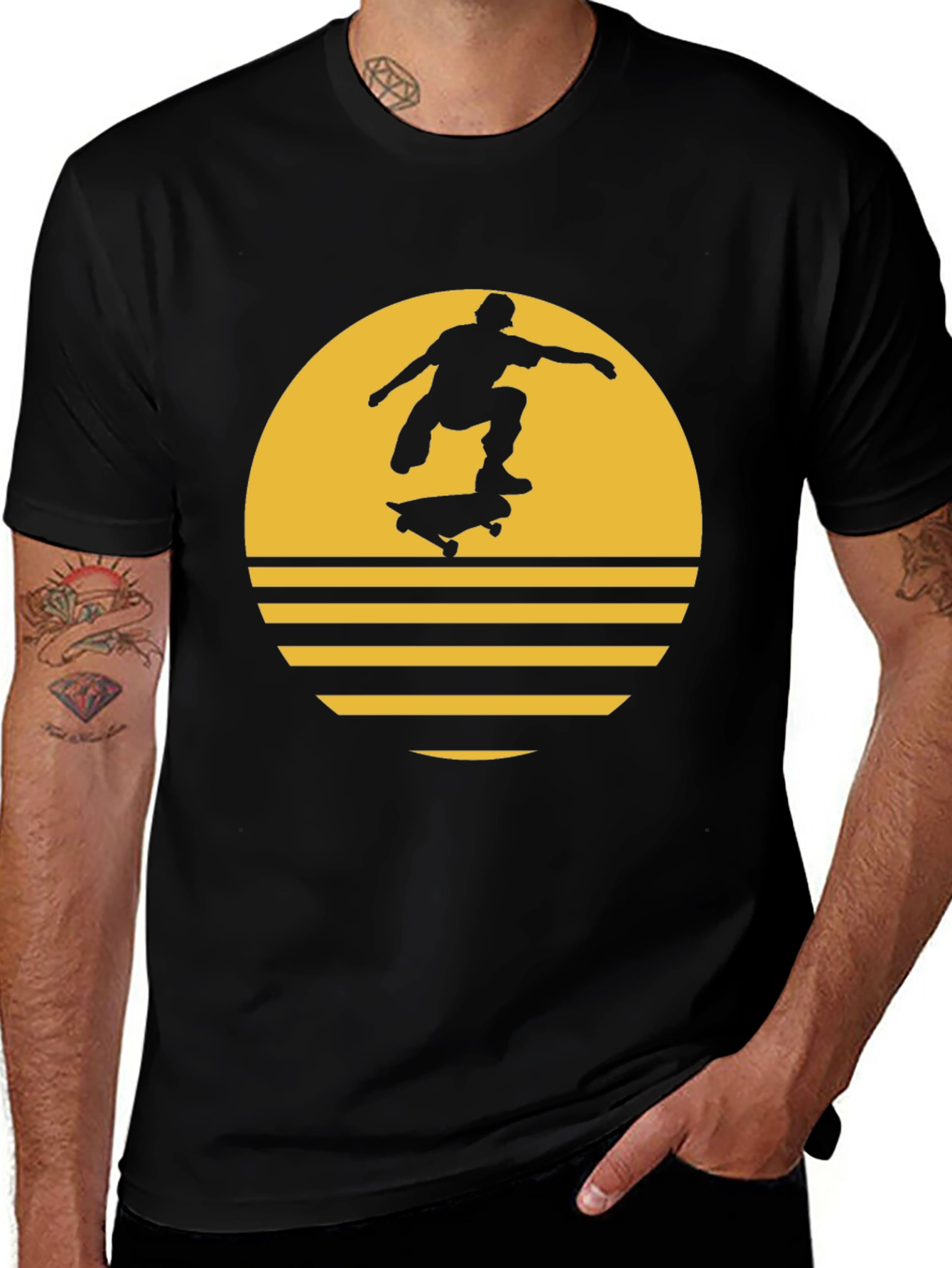 Skateboarder Graphic Tee - Black