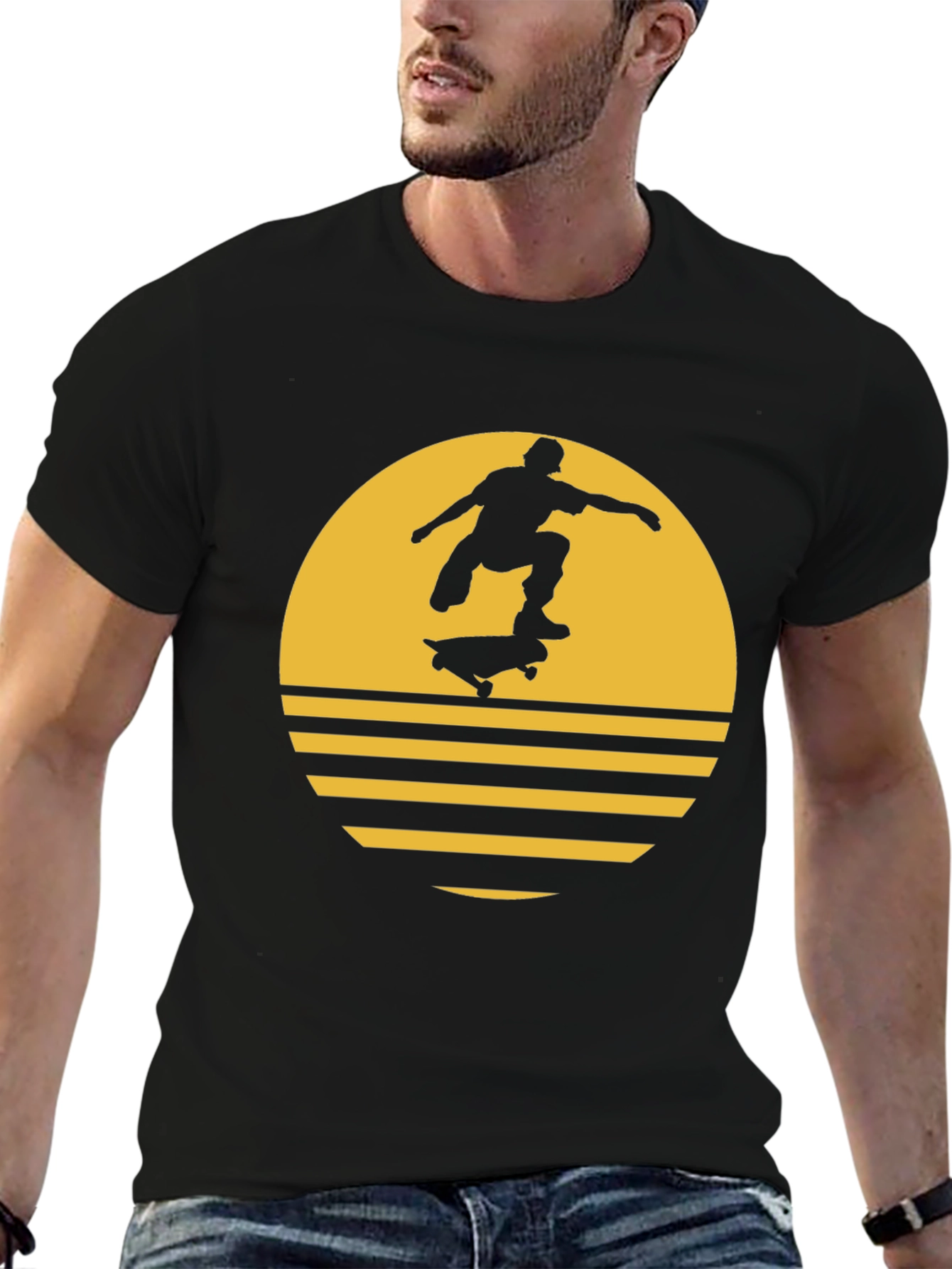 Skateboarder Graphic Tee - Black