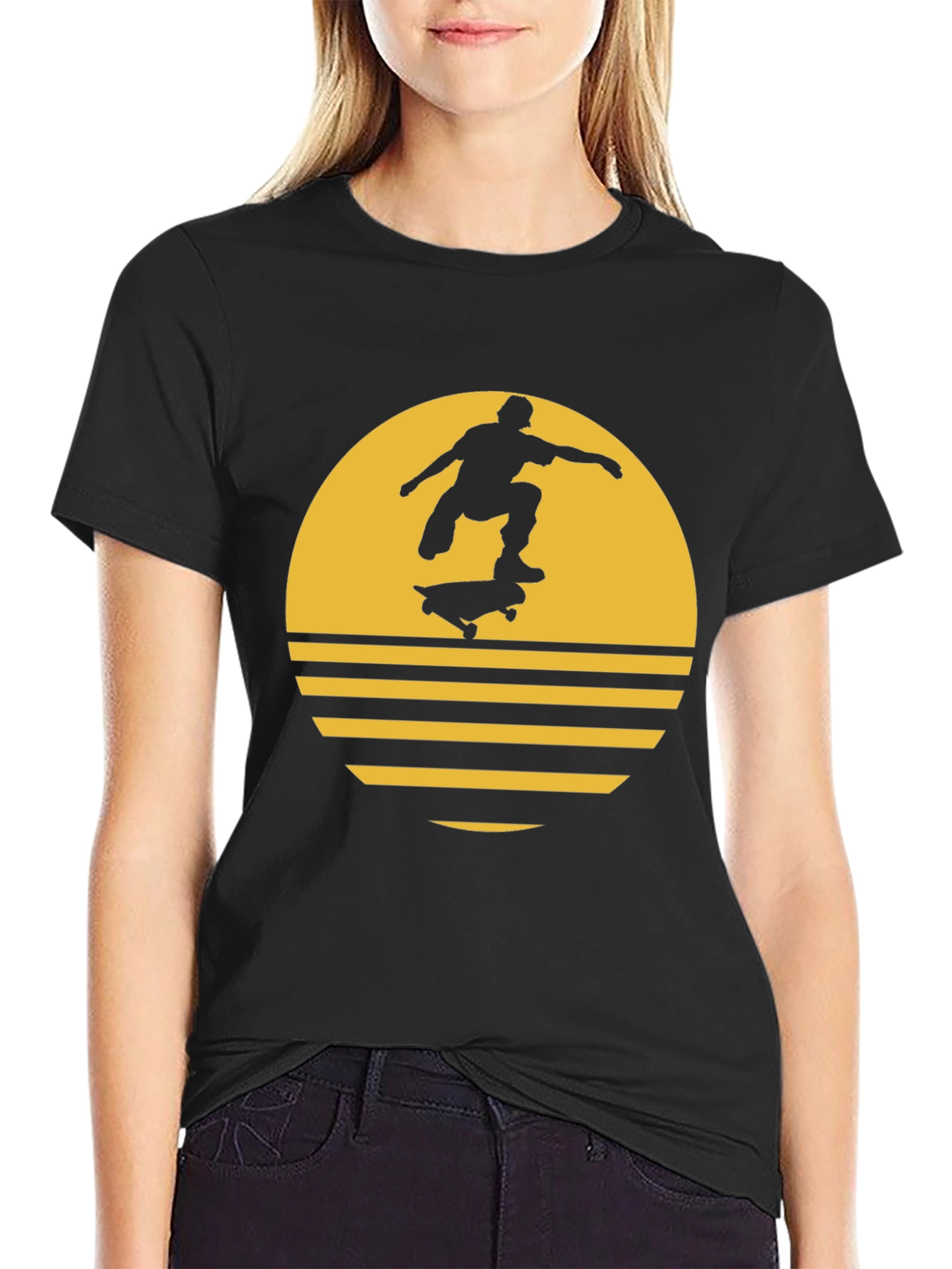 Skateboarder Graphic Tee - Black