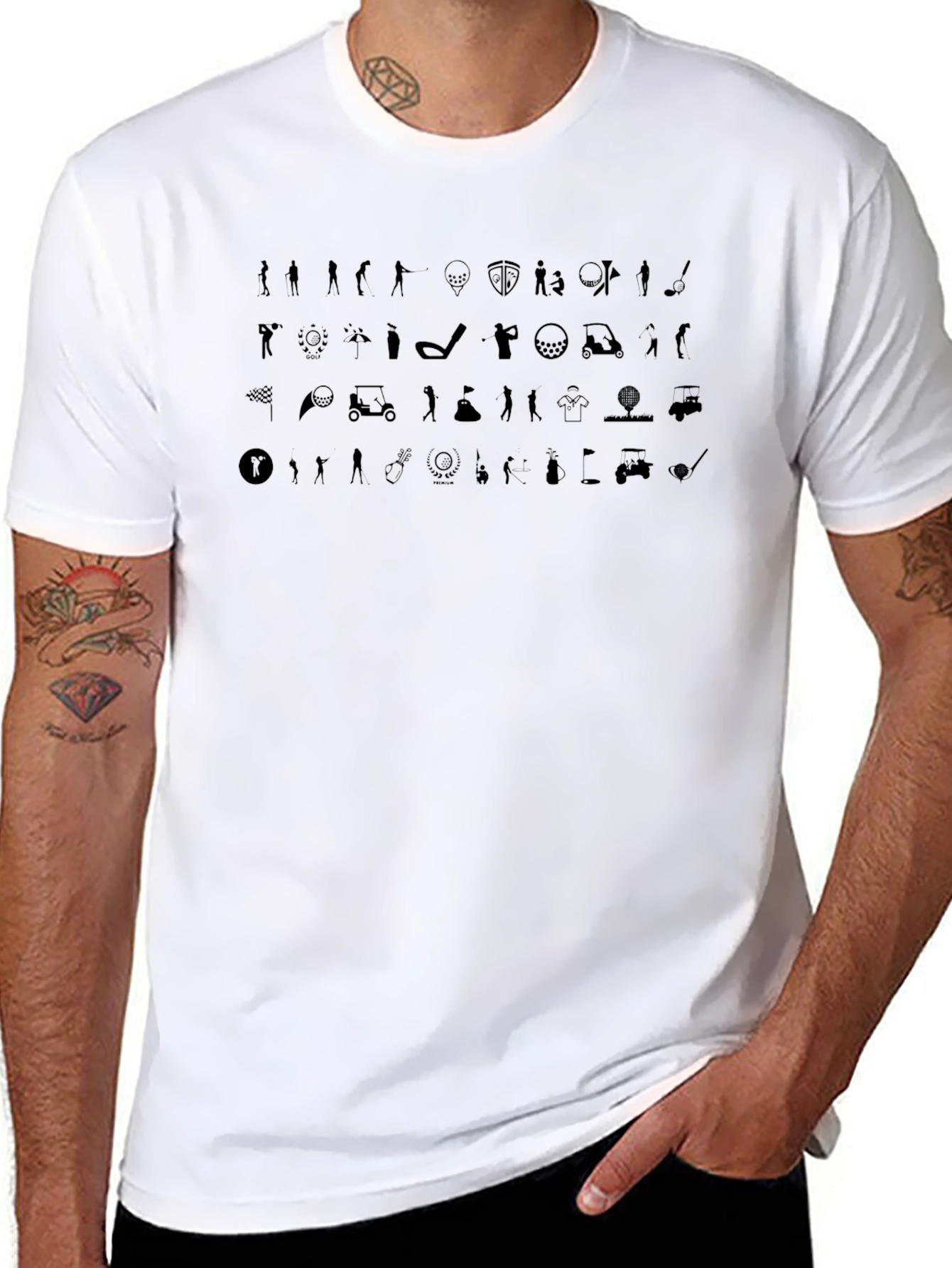 Golf Icons Graphic Print T-Shirt