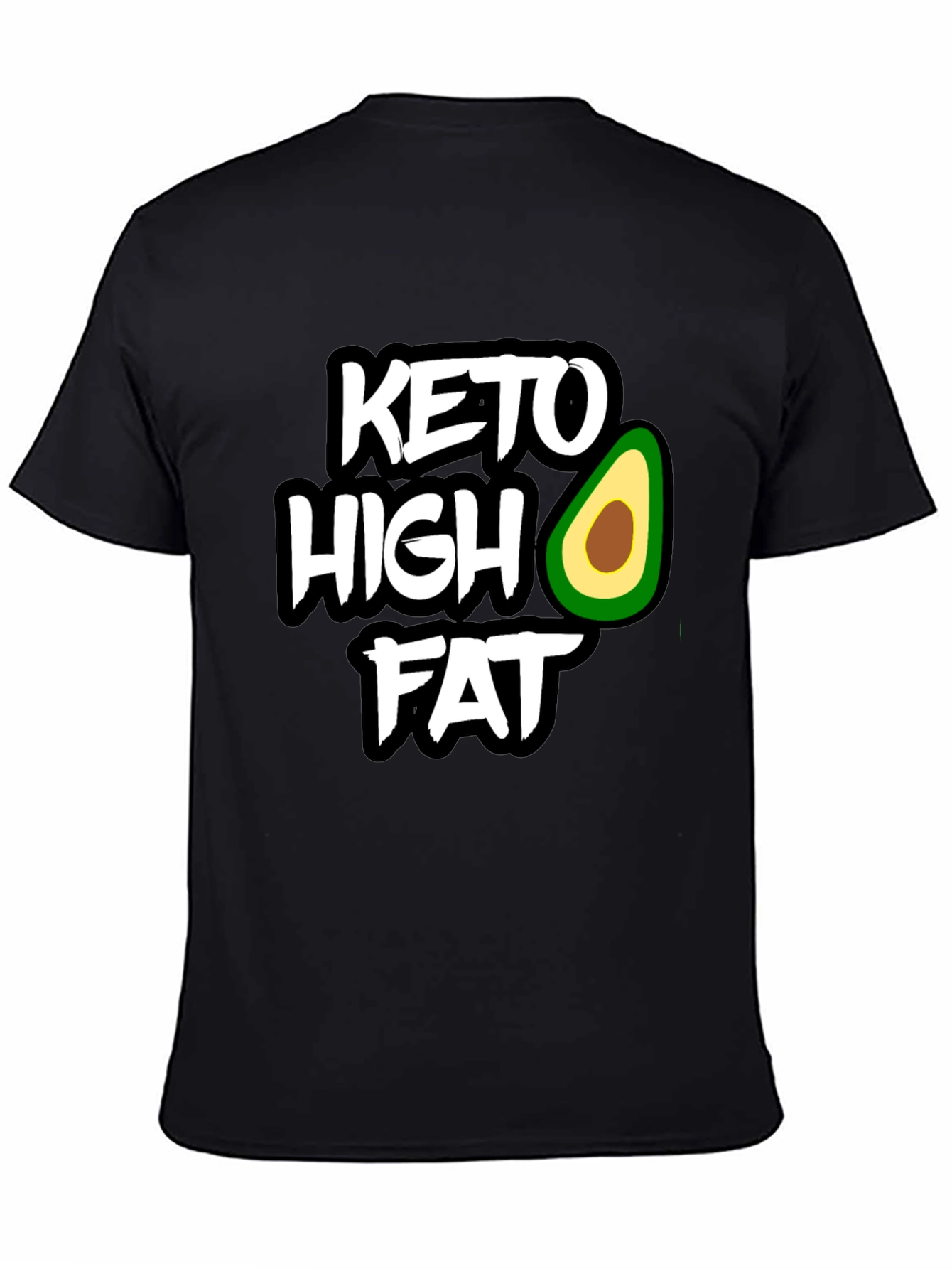 Keto High Fat Avocado Graphic Black T-Shirt