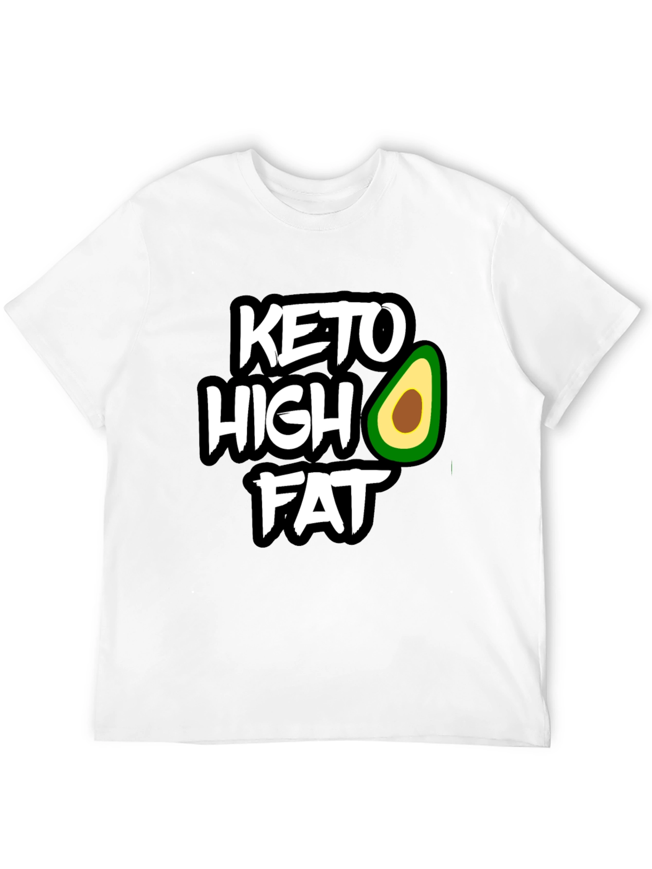 Keto High Fat Avocado Graphic Black T-Shirt
