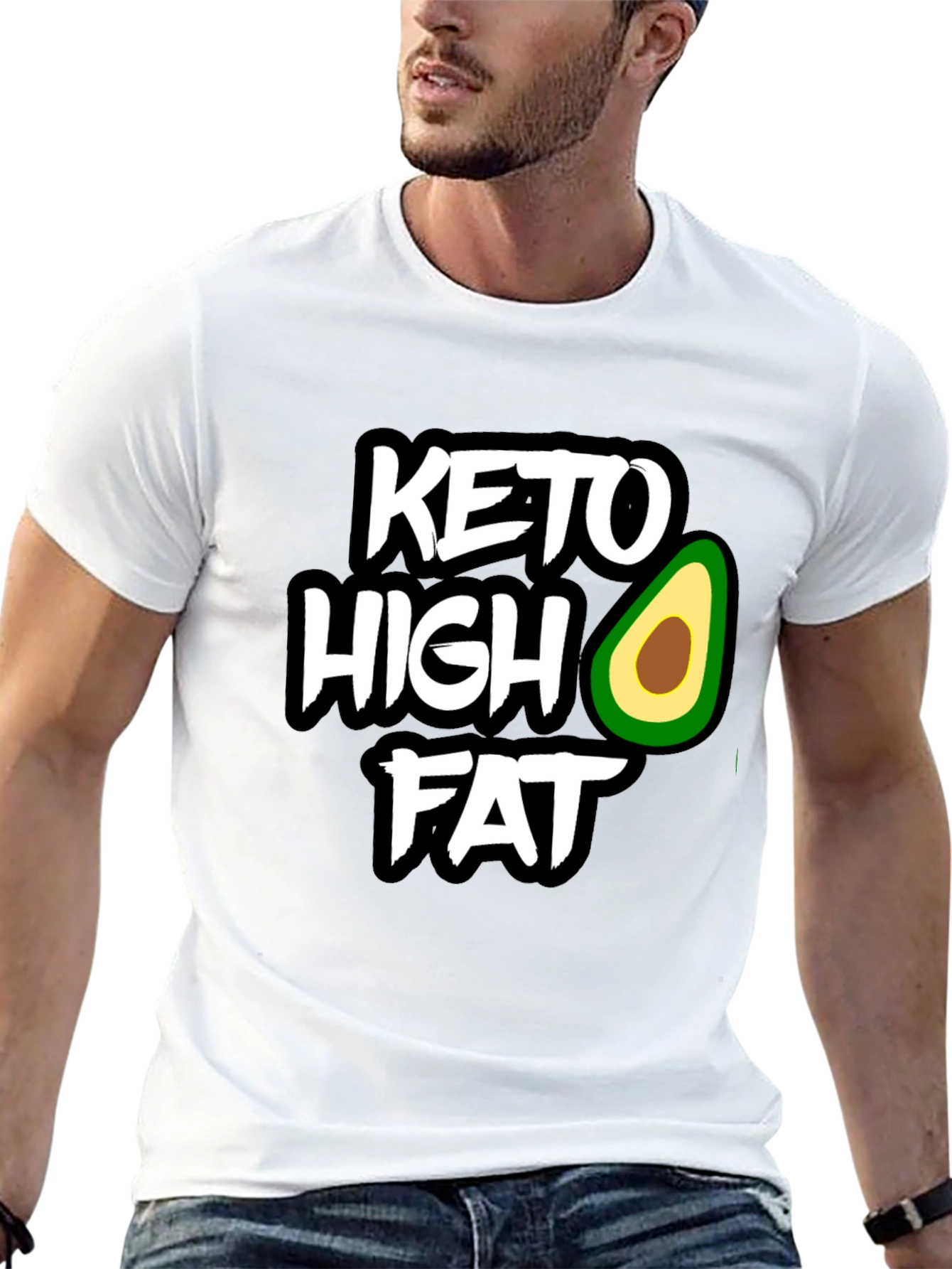 Keto High Fat Avocado Graphic Black T-Shirt