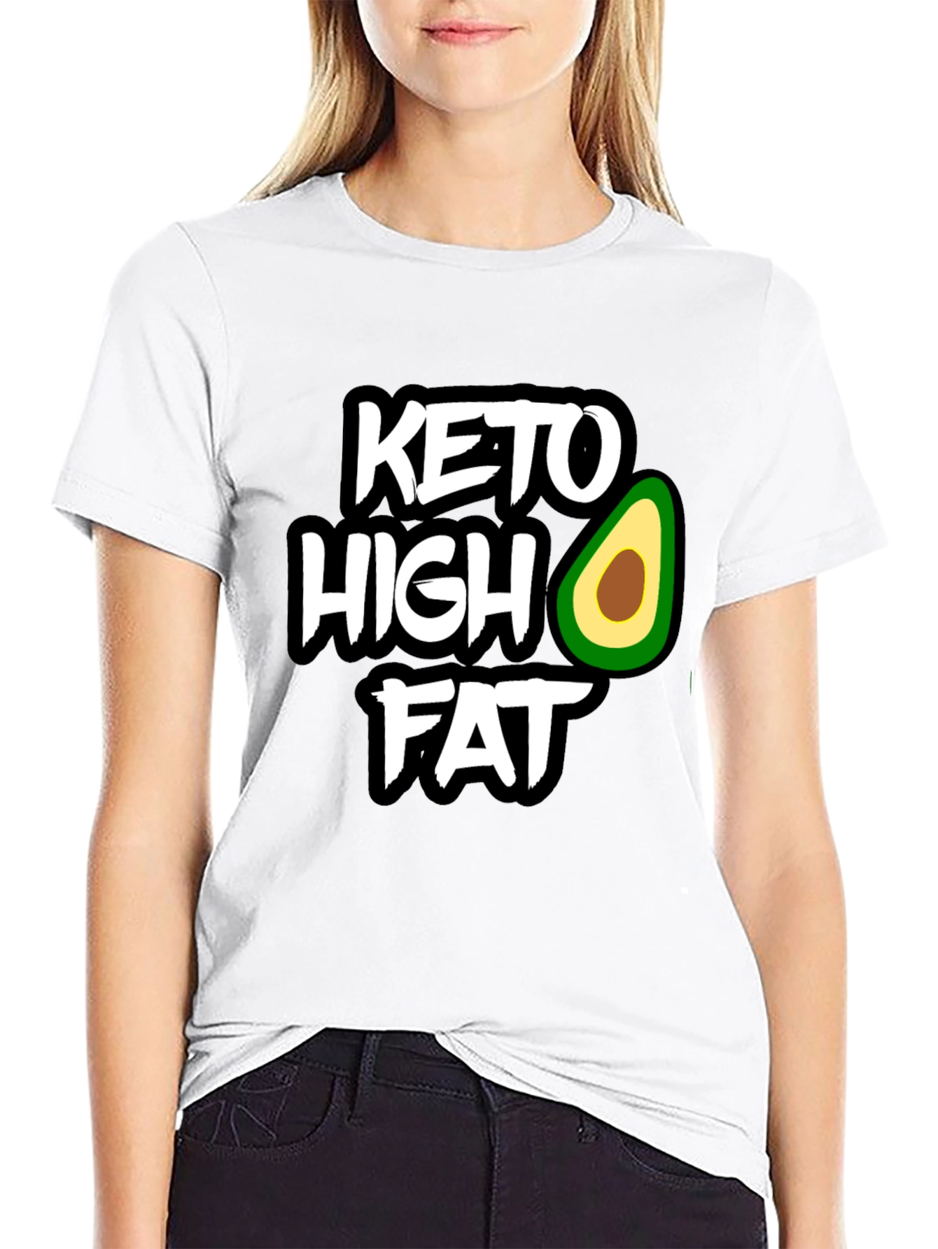 Keto High Fat Avocado Graphic Black T-Shirt