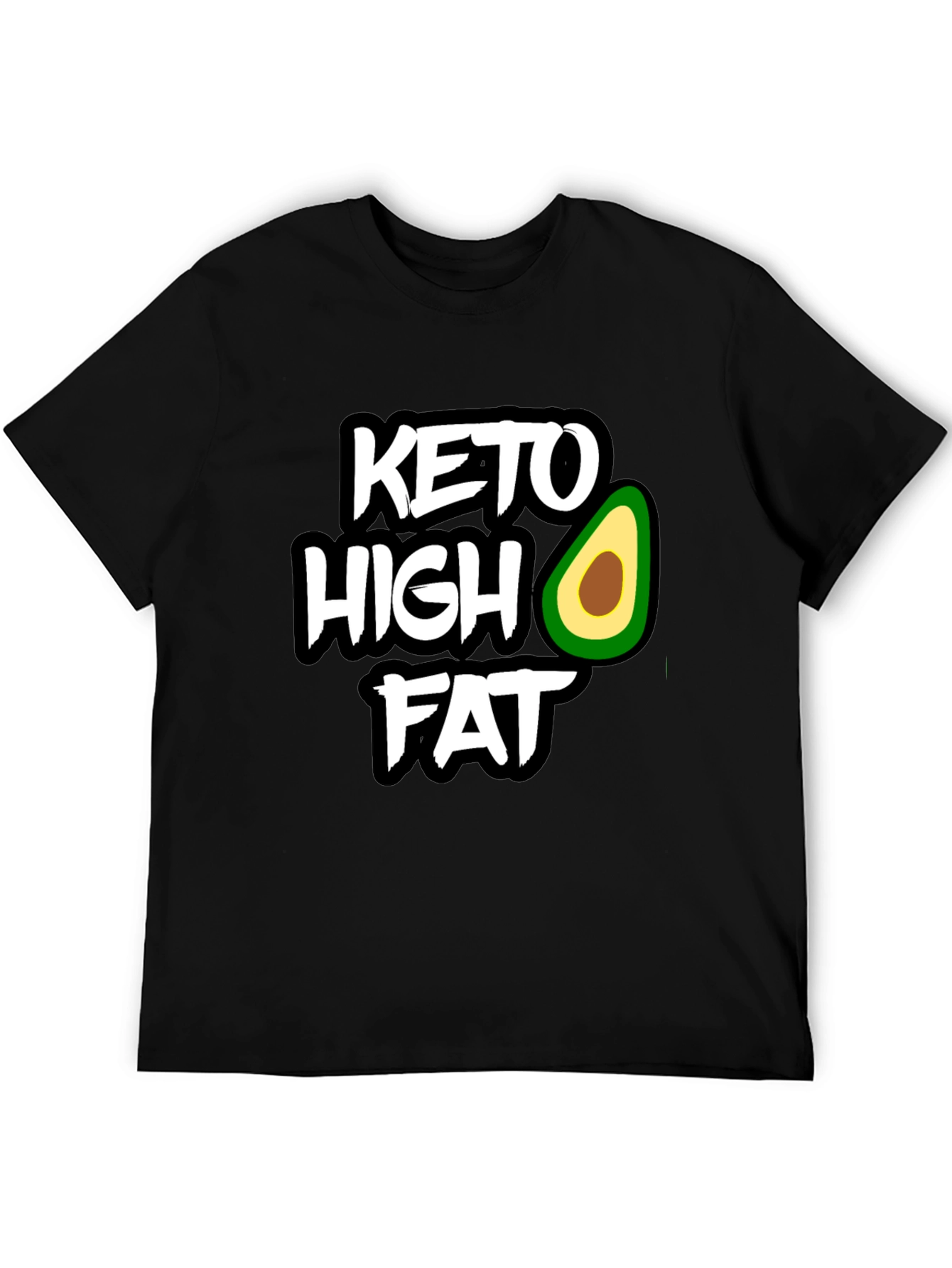 Keto High Fat Avocado Graphic Black T-Shirt