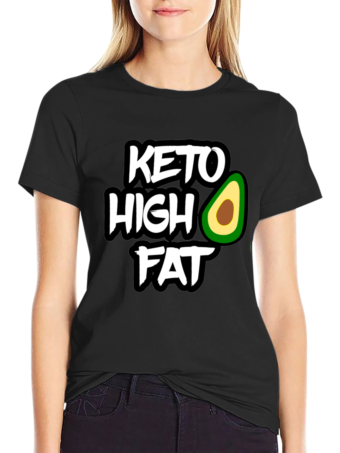 Keto High Fat Avocado Graphic Black T-Shirt
