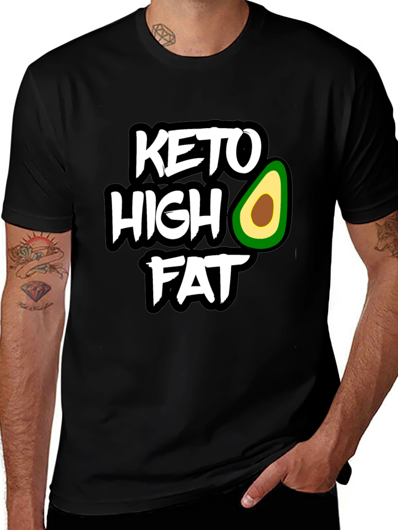 Keto High Fat Avocado Graphic Black T-Shirt