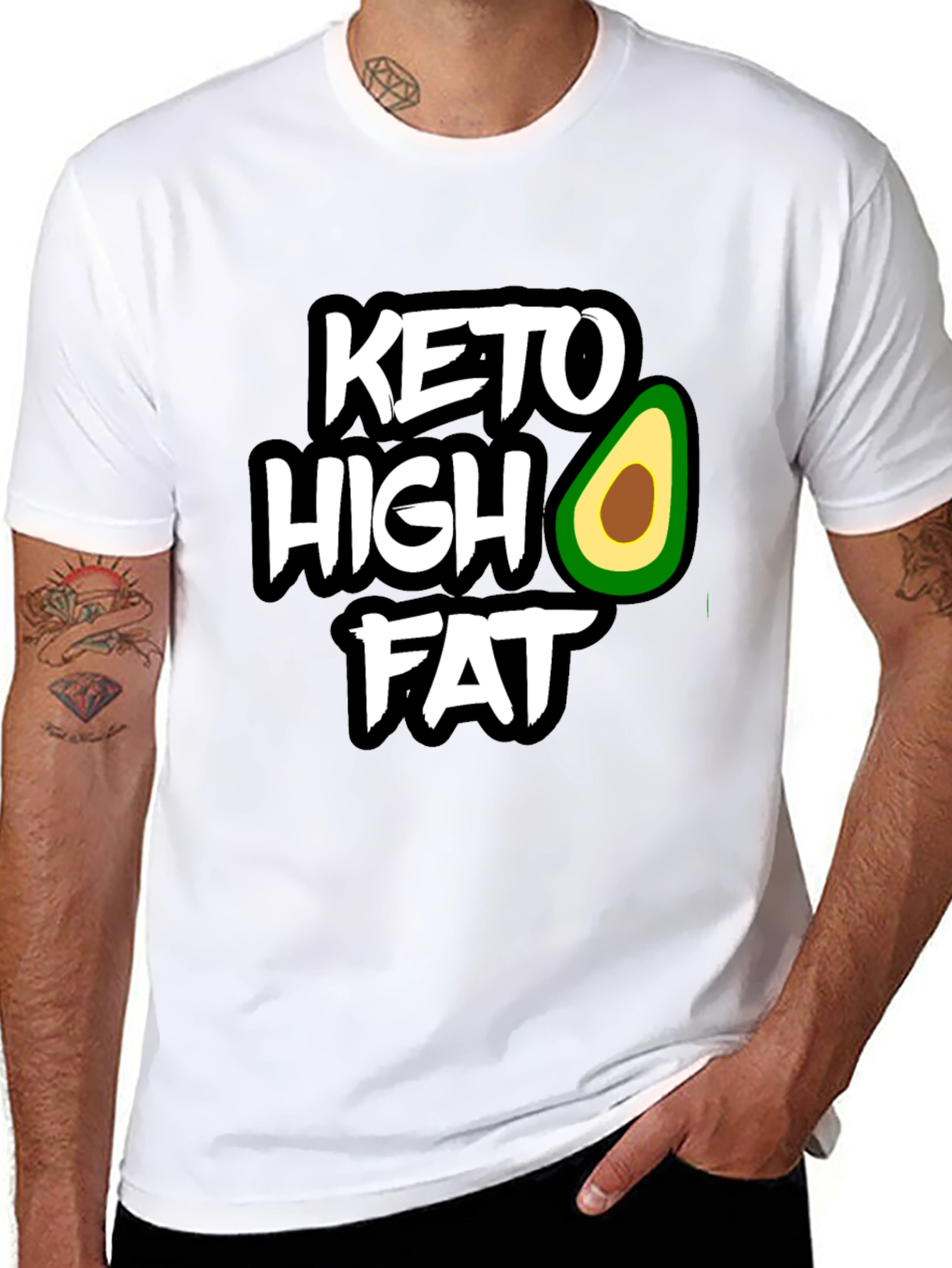 Keto High Fat Avocado Graphic Black T-Shirt