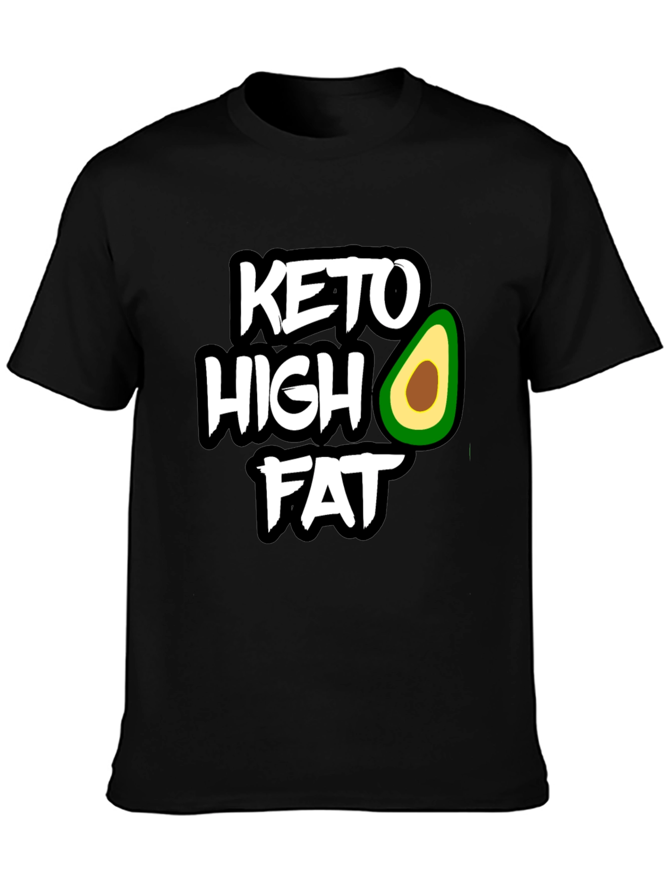 Keto High Fat Avocado Graphic Black T-Shirt