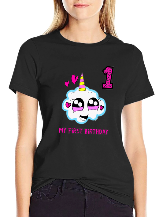My First Birthday Unicorn Cotton T-Shirt