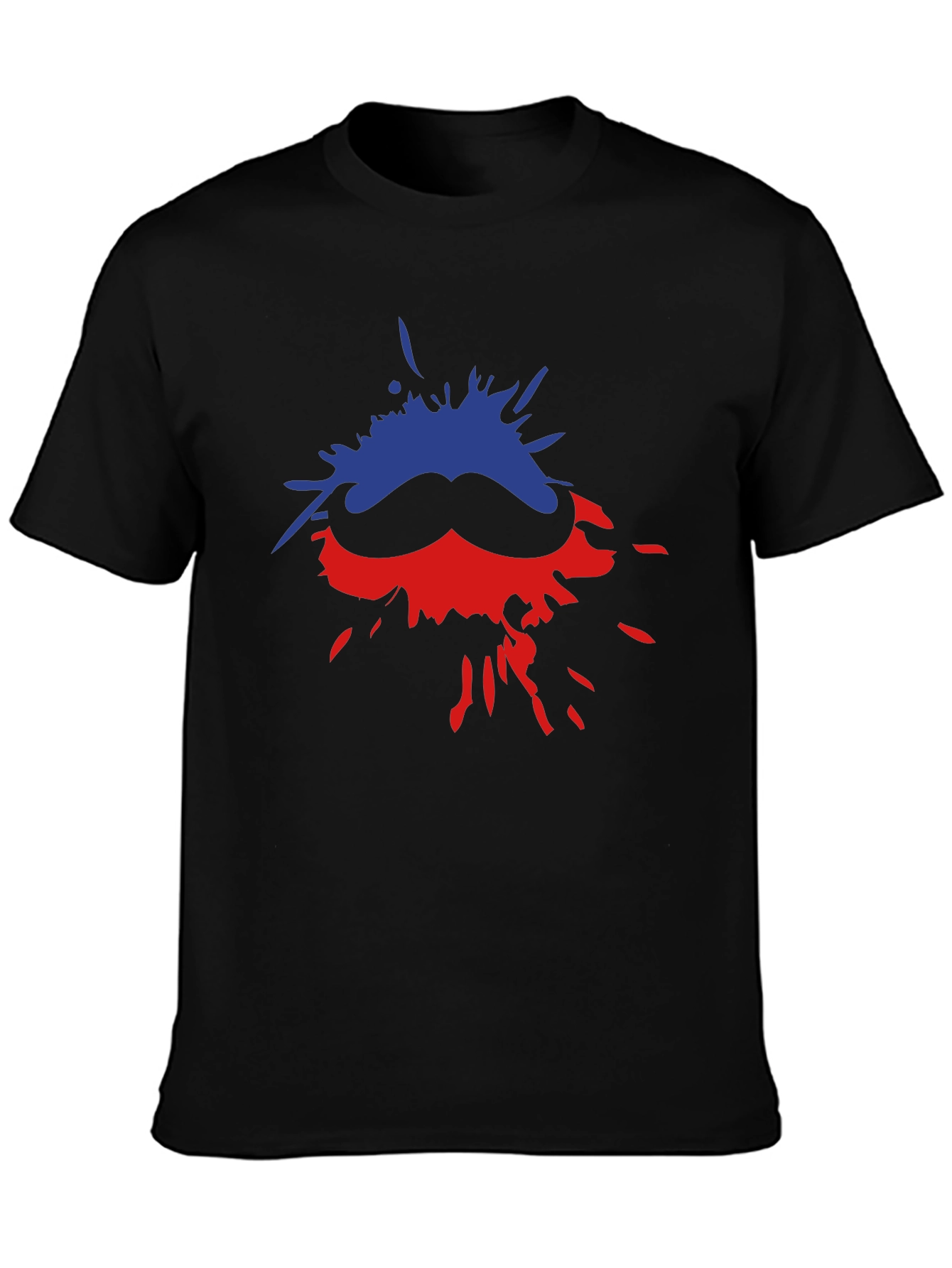 Funky Moustache Splash Black T-shirt