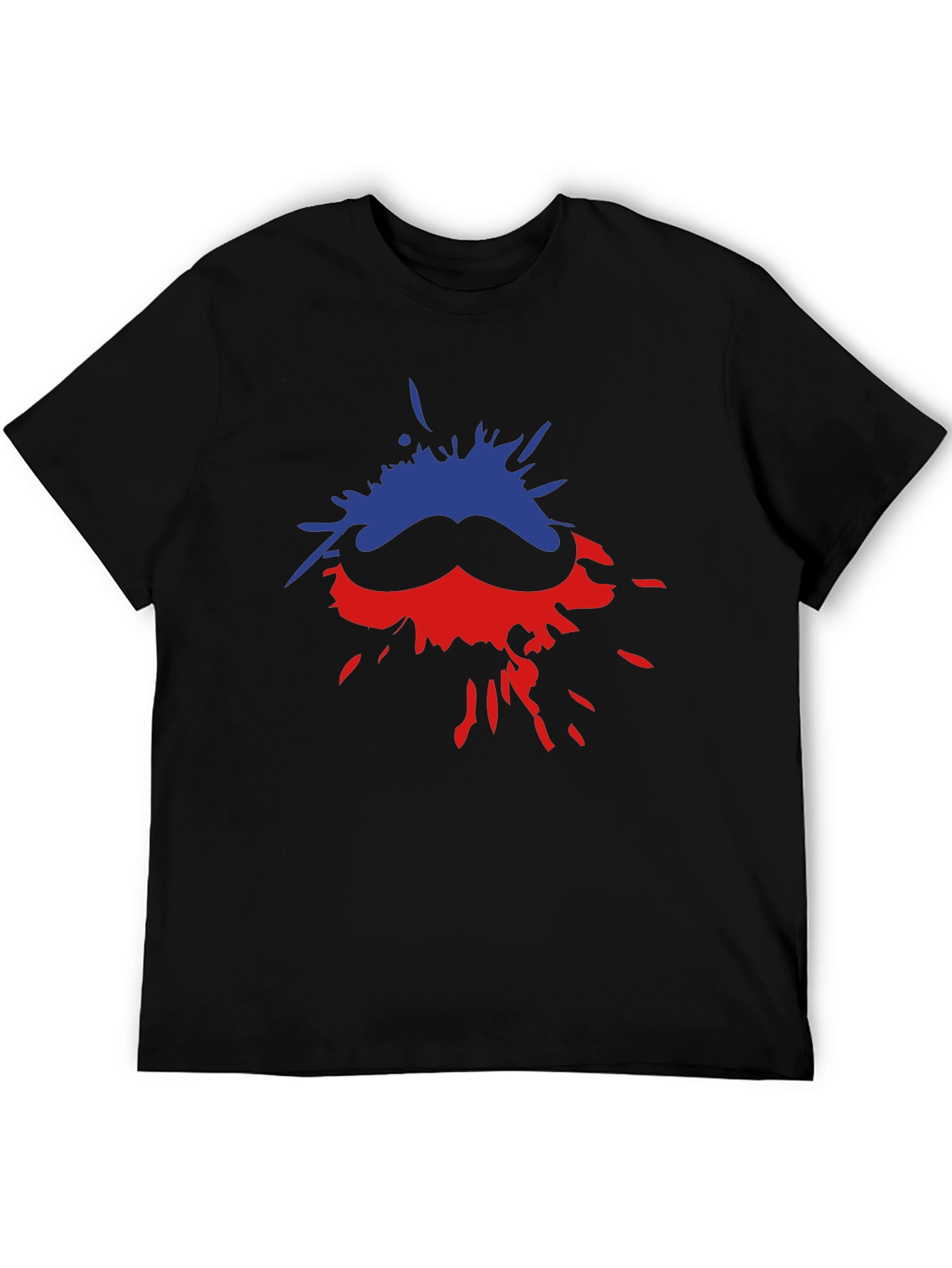 Funky Moustache Splash Black T-shirt