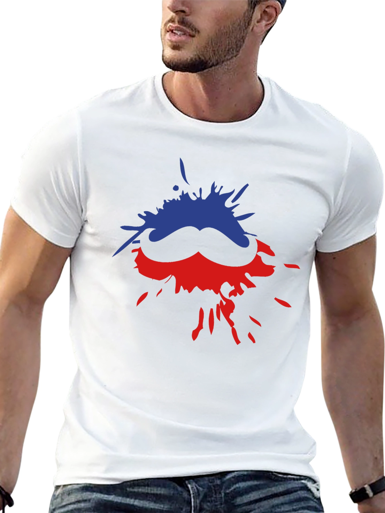 Funky Moustache Splash Black T-shirt