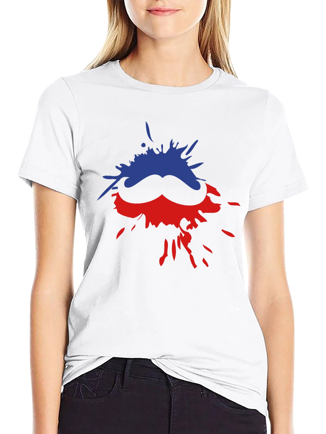 Funky Moustache Splash Black T-shirt