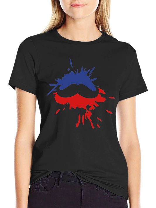 Funky Moustache Splash Black T-shirt
