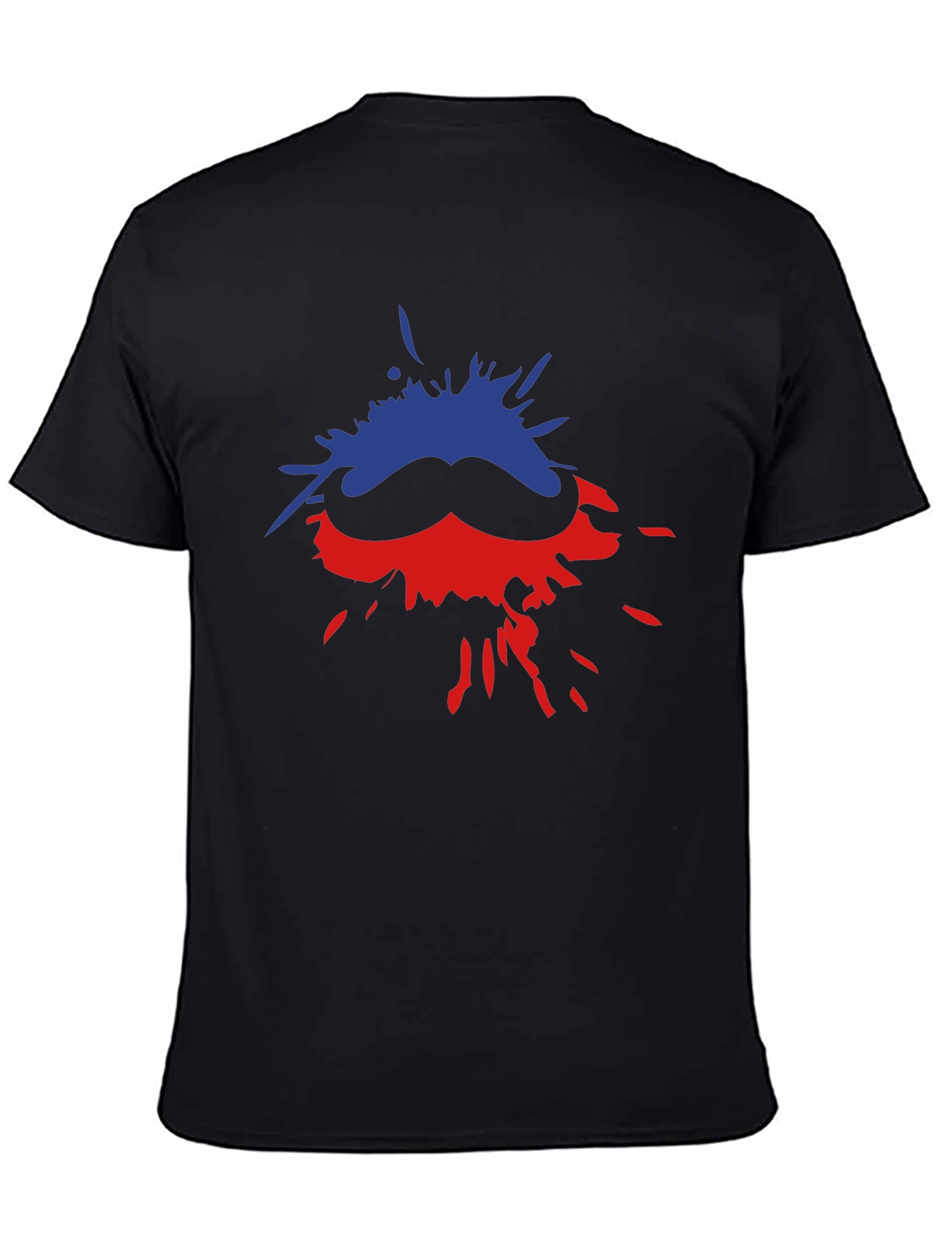 Funky Moustache Splash Black T-shirt