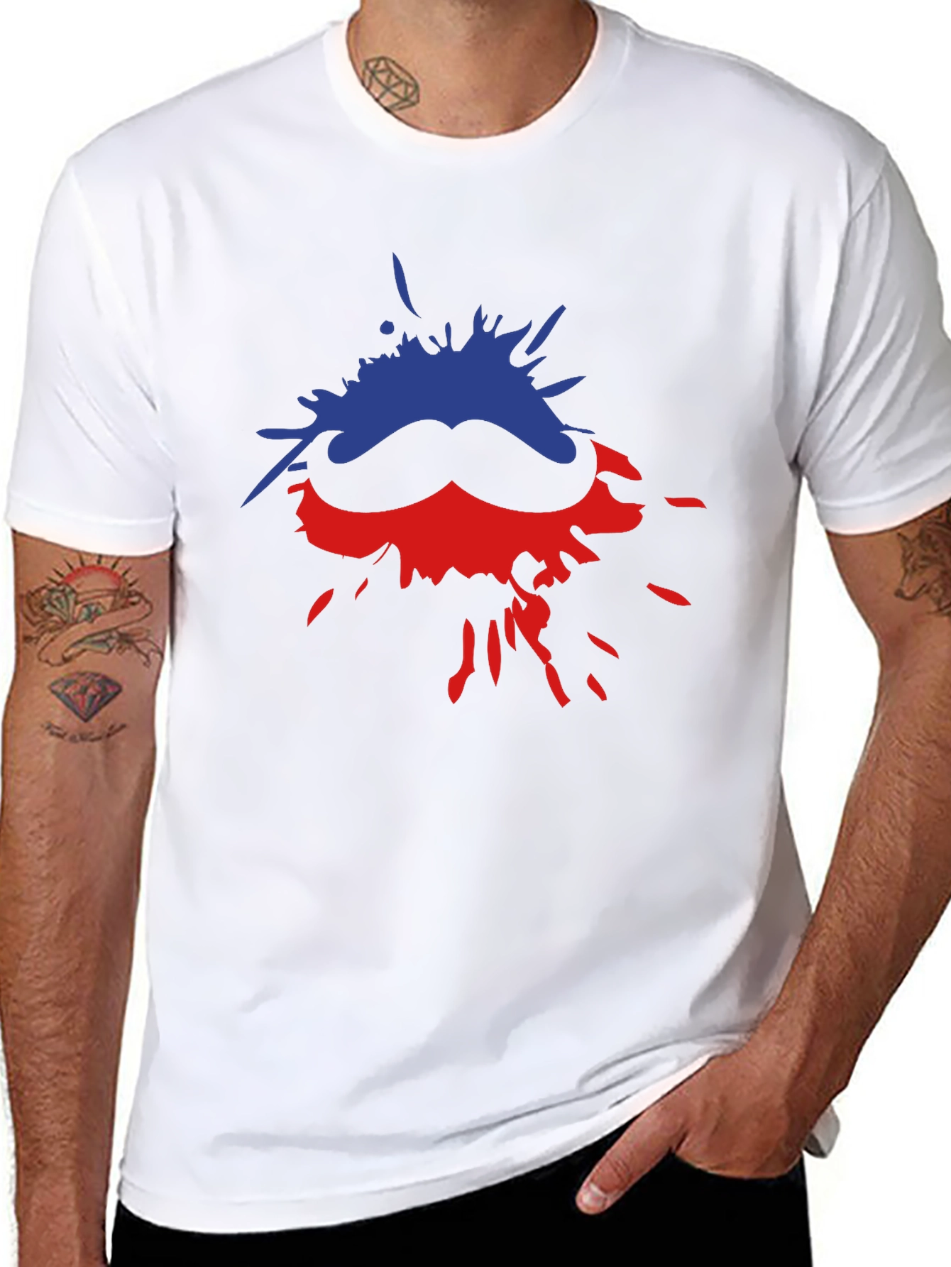 Funky Moustache Splash Black T-shirt