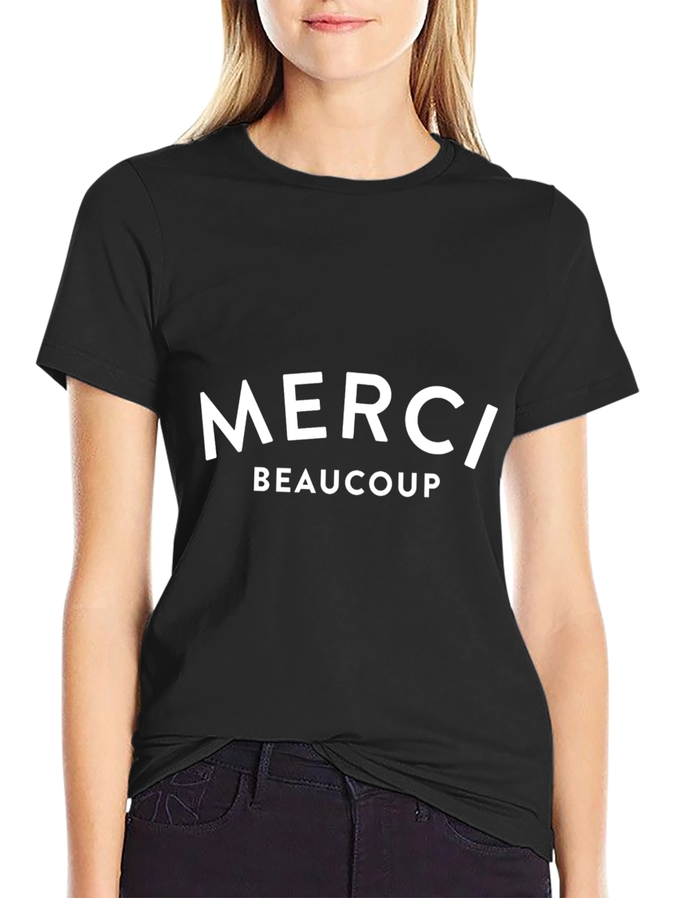 Merci Beaucoup Graphic Tee - Black Cotton Blend